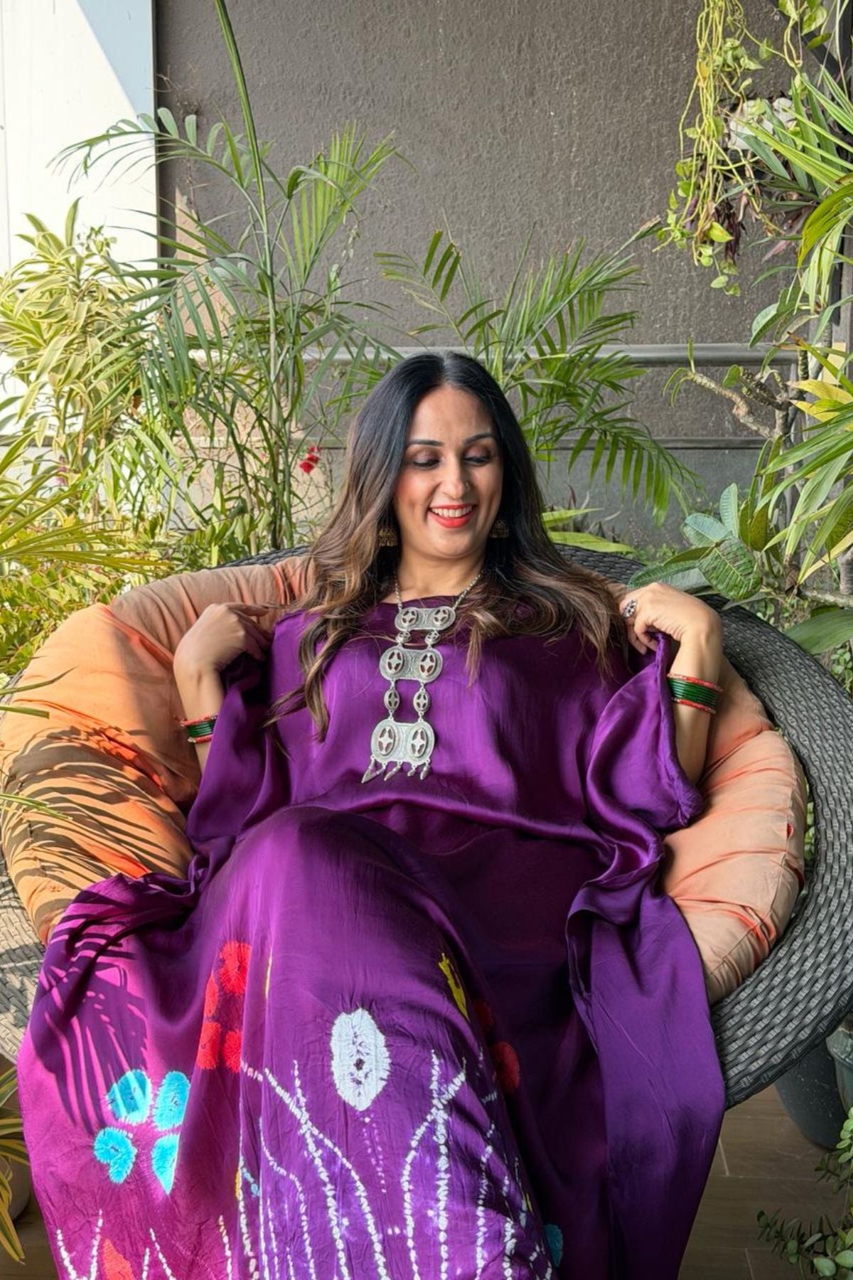 Handblocked Shibori shaded kurta on pure Modal