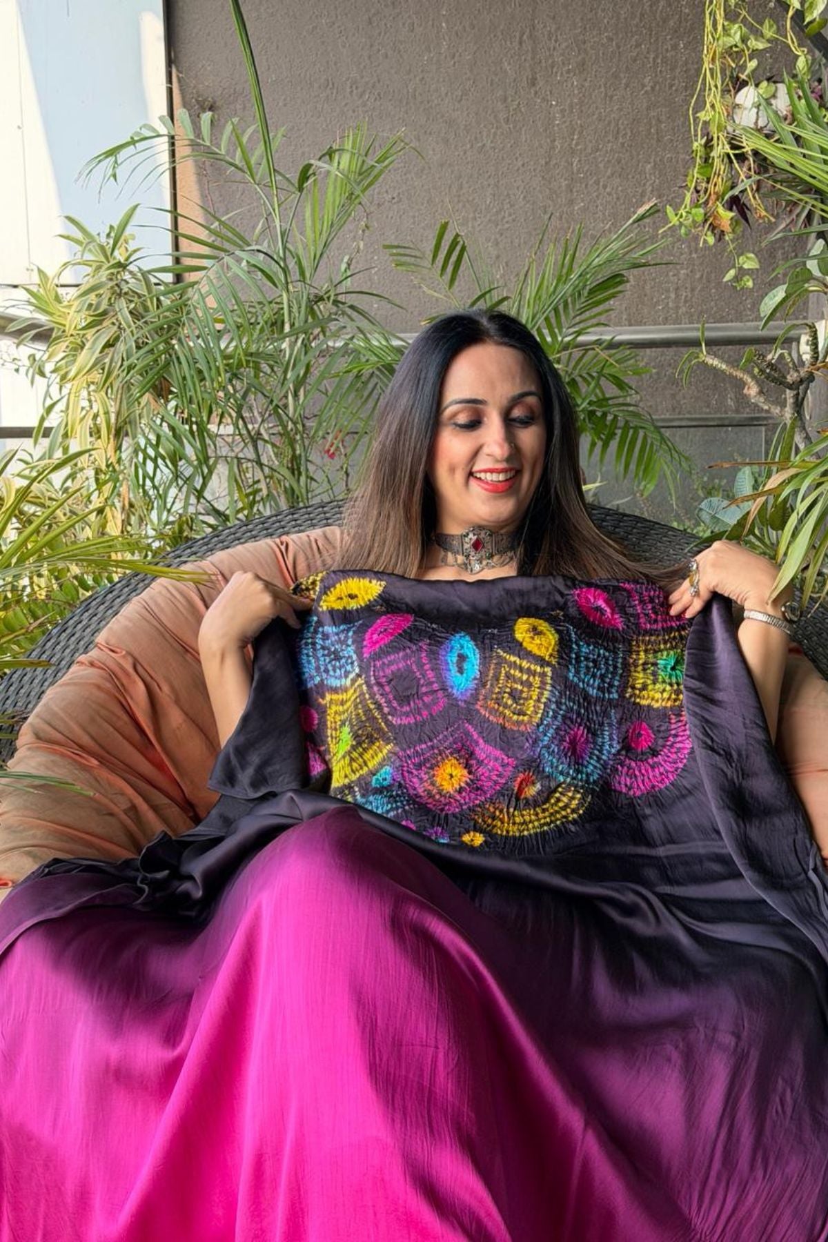 Handblocked Shibori shaded kurta on pure Modal