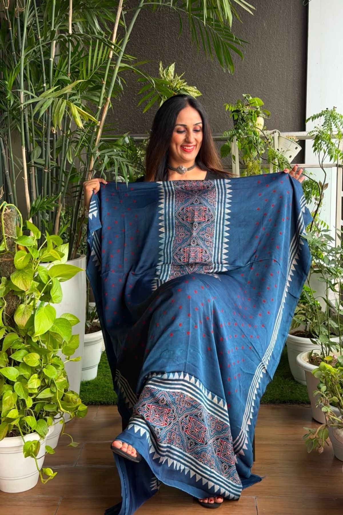 Ajrakh kurta fabric on pure modal !!