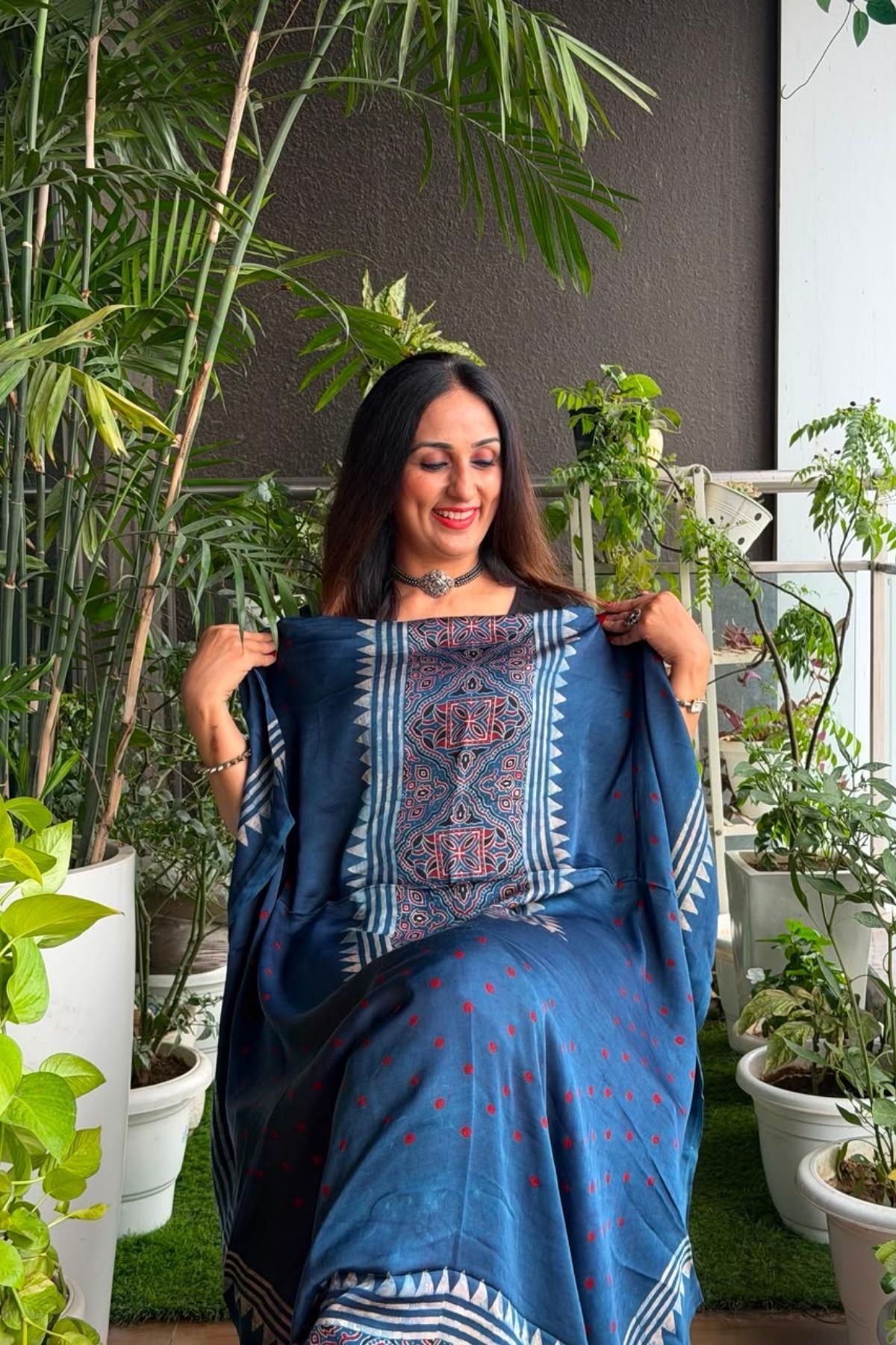 Ajrakh kurta fabric on pure modal !!