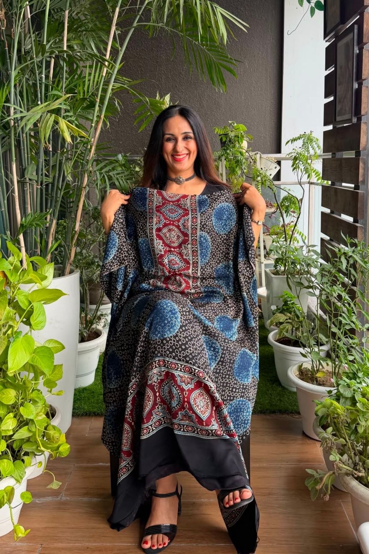 Ajrakh kurta fabric on pure modal !!