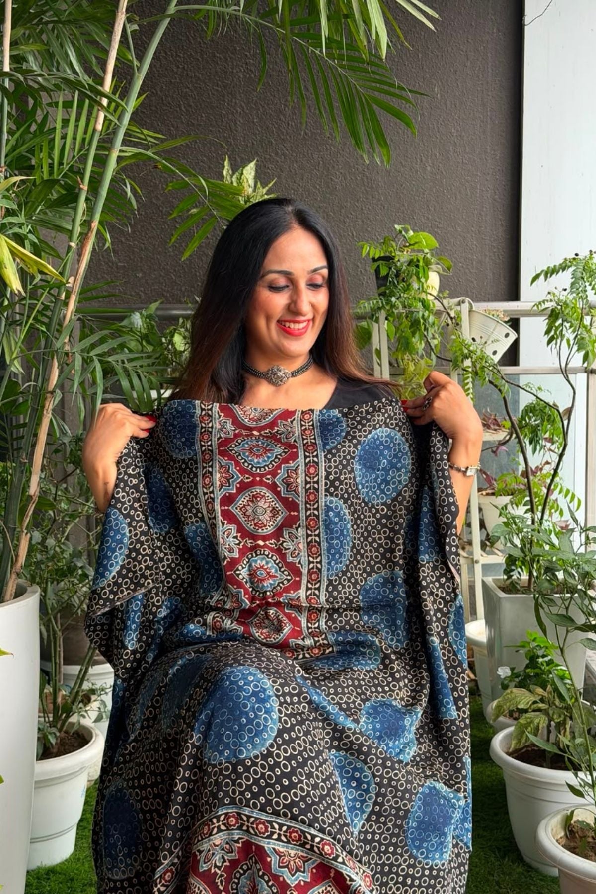 Ajrakh kurta fabric on pure modal !!
