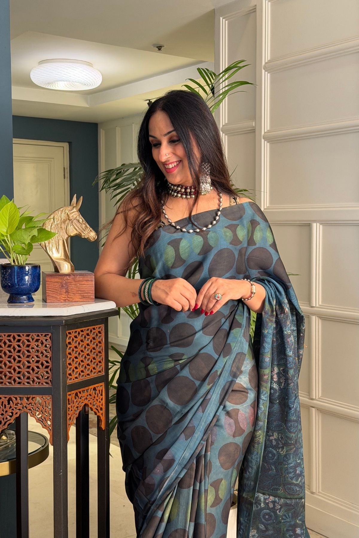 Pomegranate handcrafted pure tussar modal saree!!