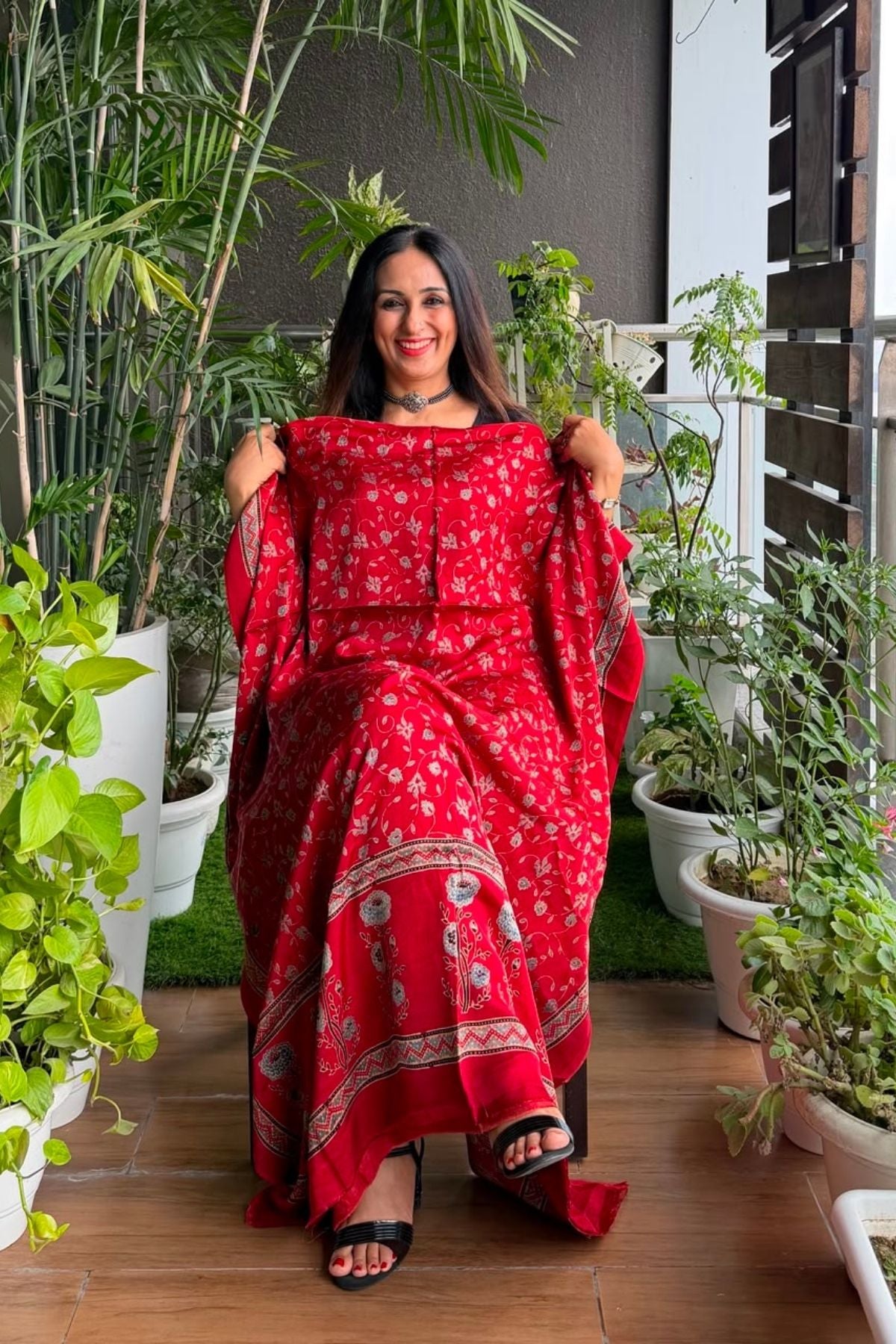 Ajrakh kurta fabric on pure modal !!