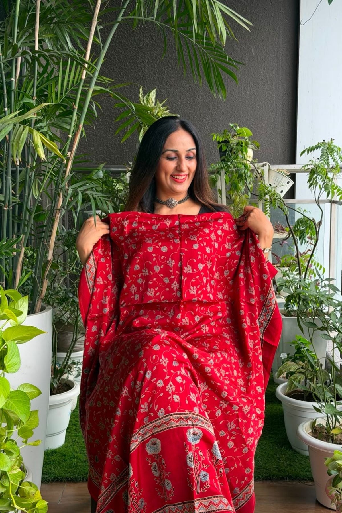 Ajrakh kurta fabric on pure modal !!