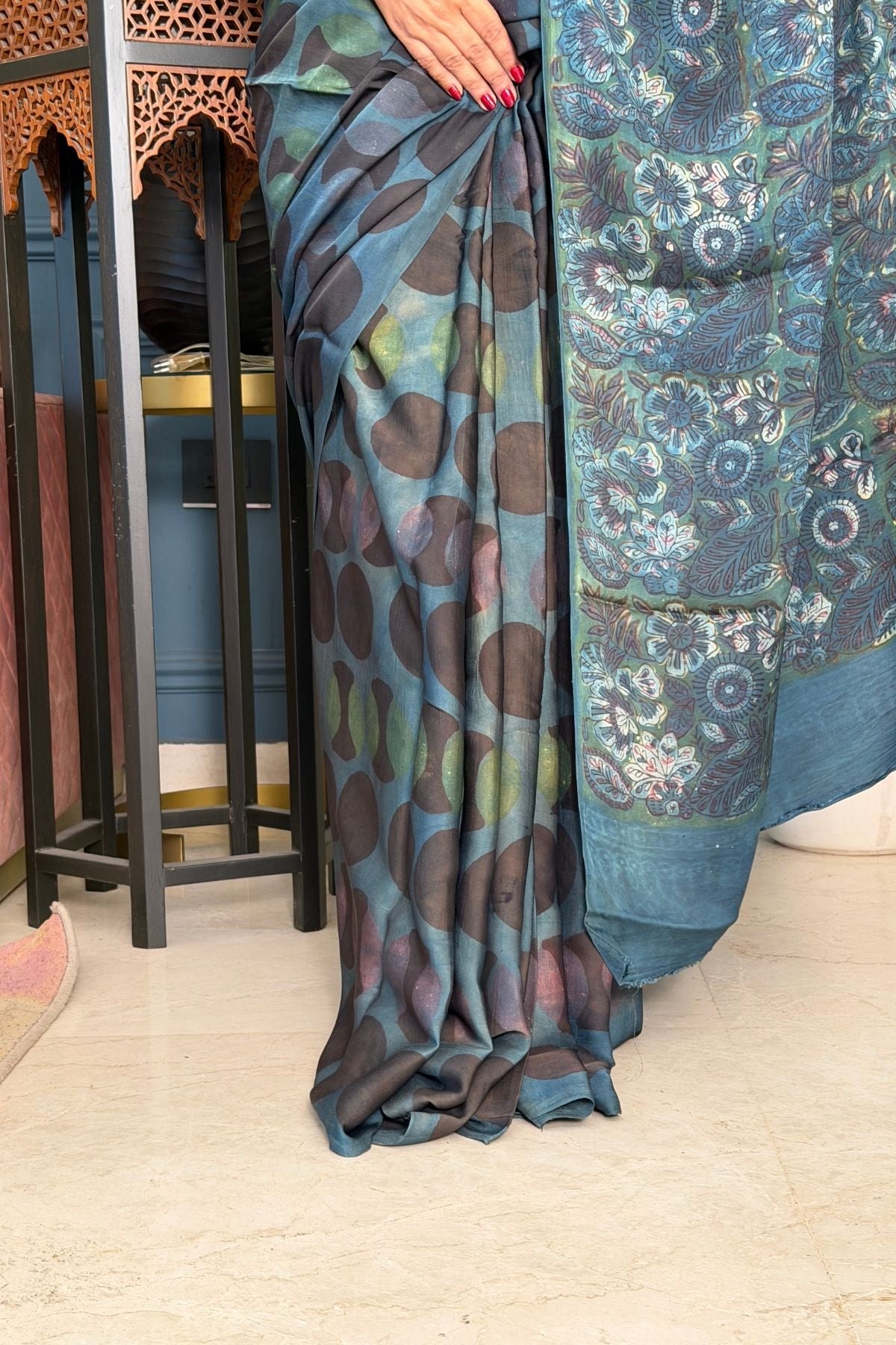 Pomegranate handcrafted pure tussar modal saree!!