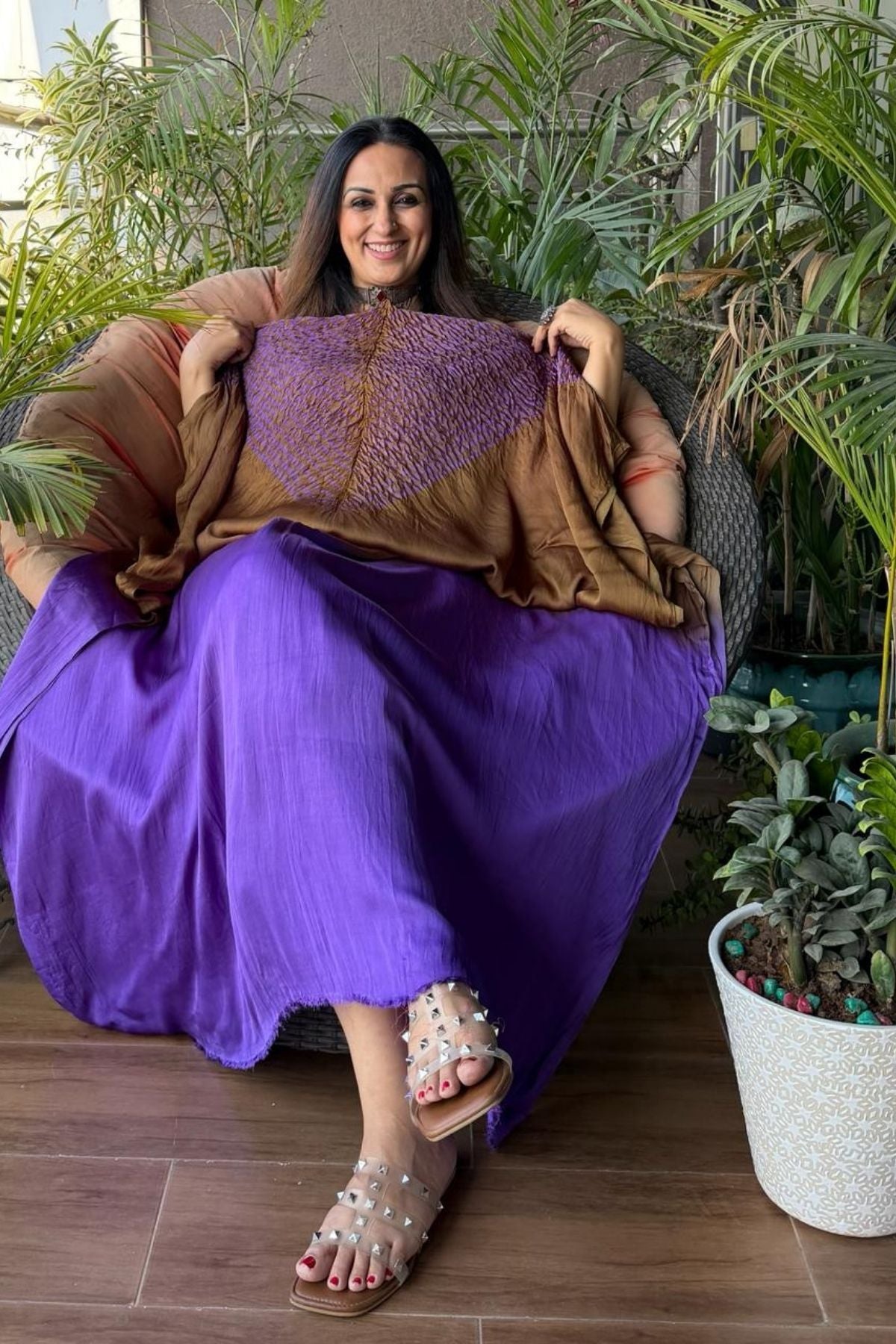 Handblocked Shibori shaded kurta on pure Modal