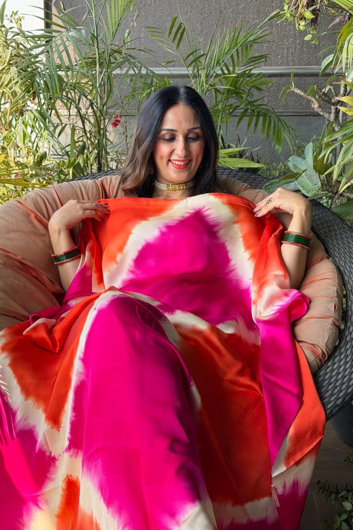 Hand Shibori kurta fabric on pure modal satin!!