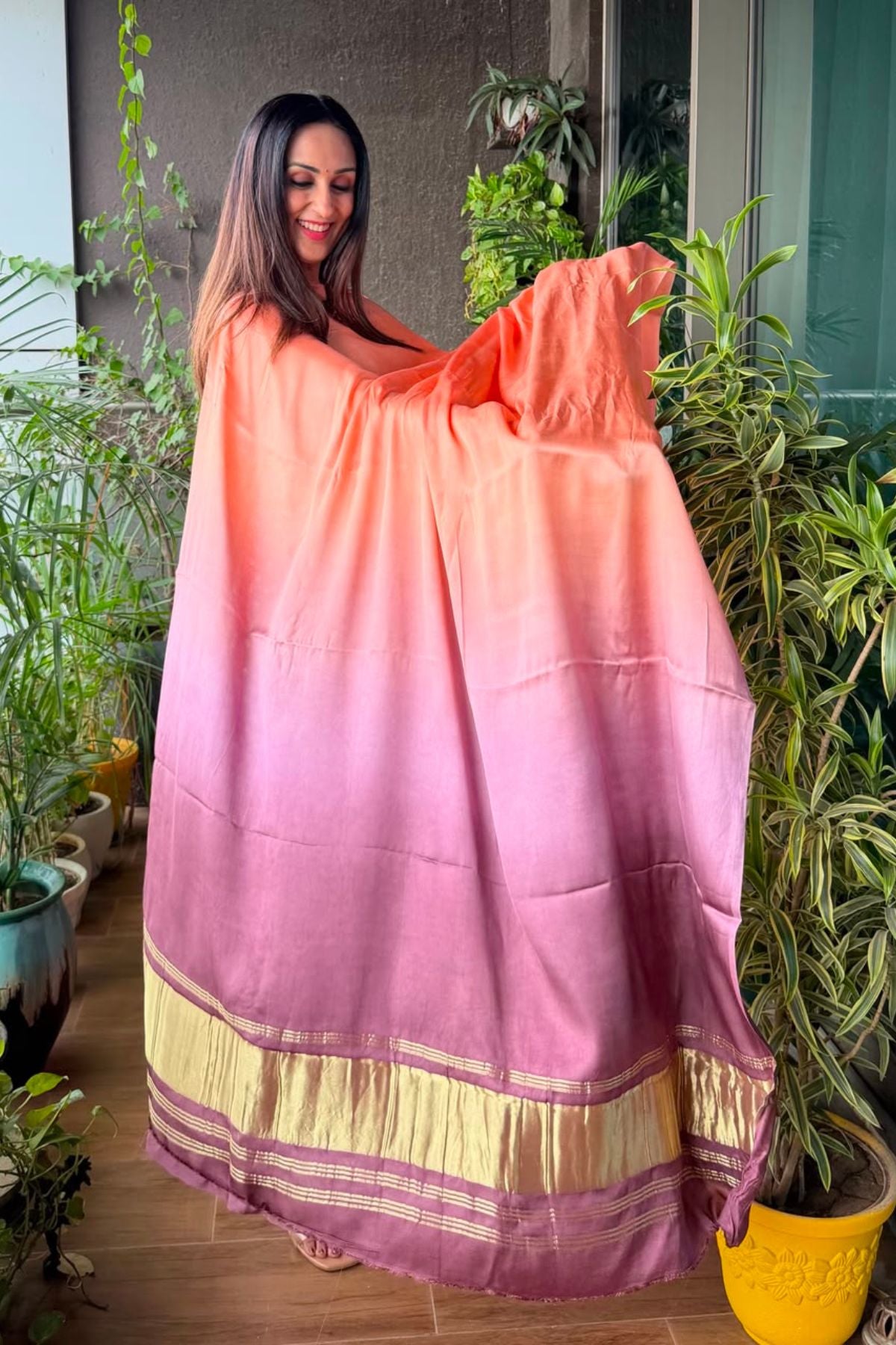 Handcrafted Bandhani ombré kurta dupatta set on pure modal!!