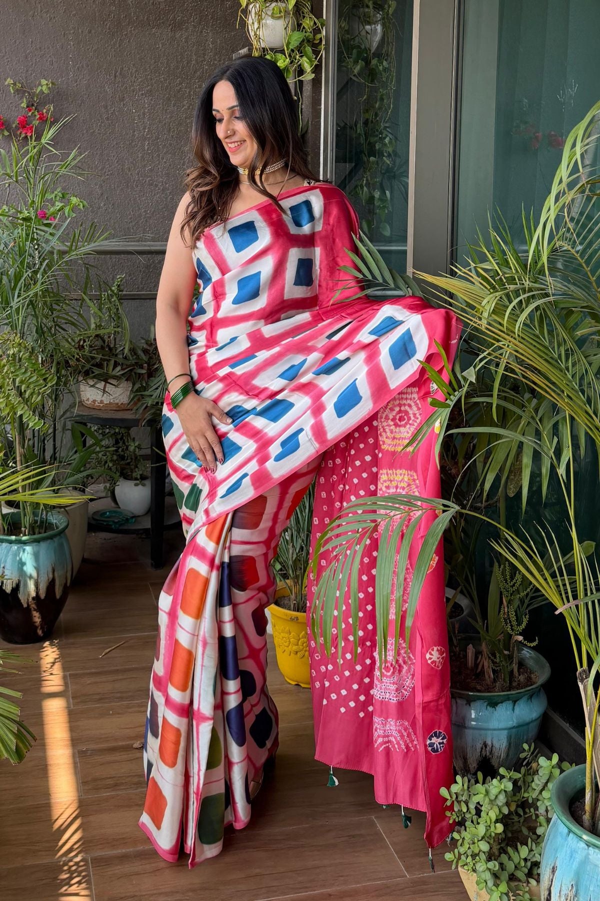 Multicoloured Shibori and clamp dye saree on pure modal!!