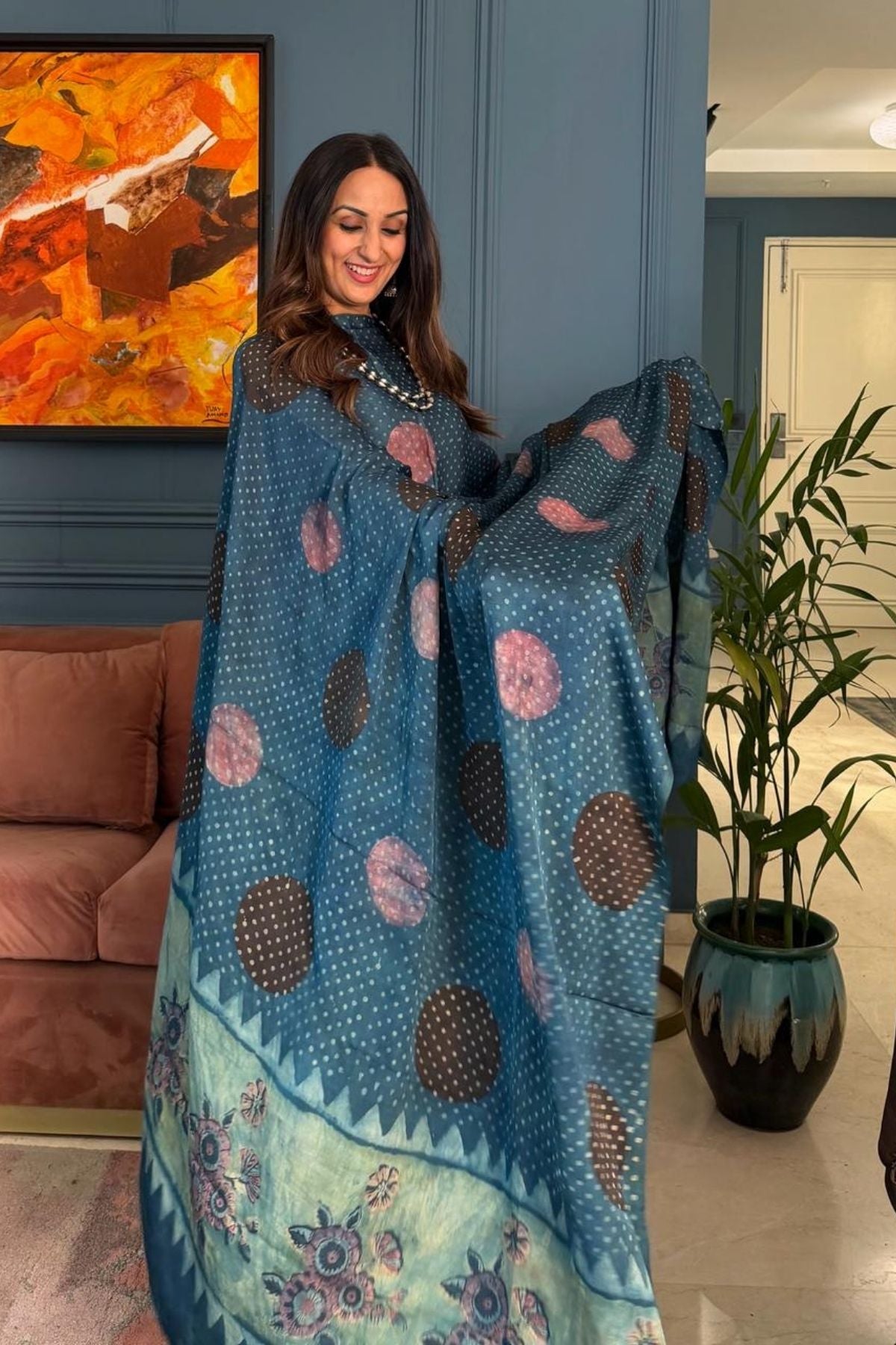 Pomegranate peel Handblock on Premium Modal fabric!!