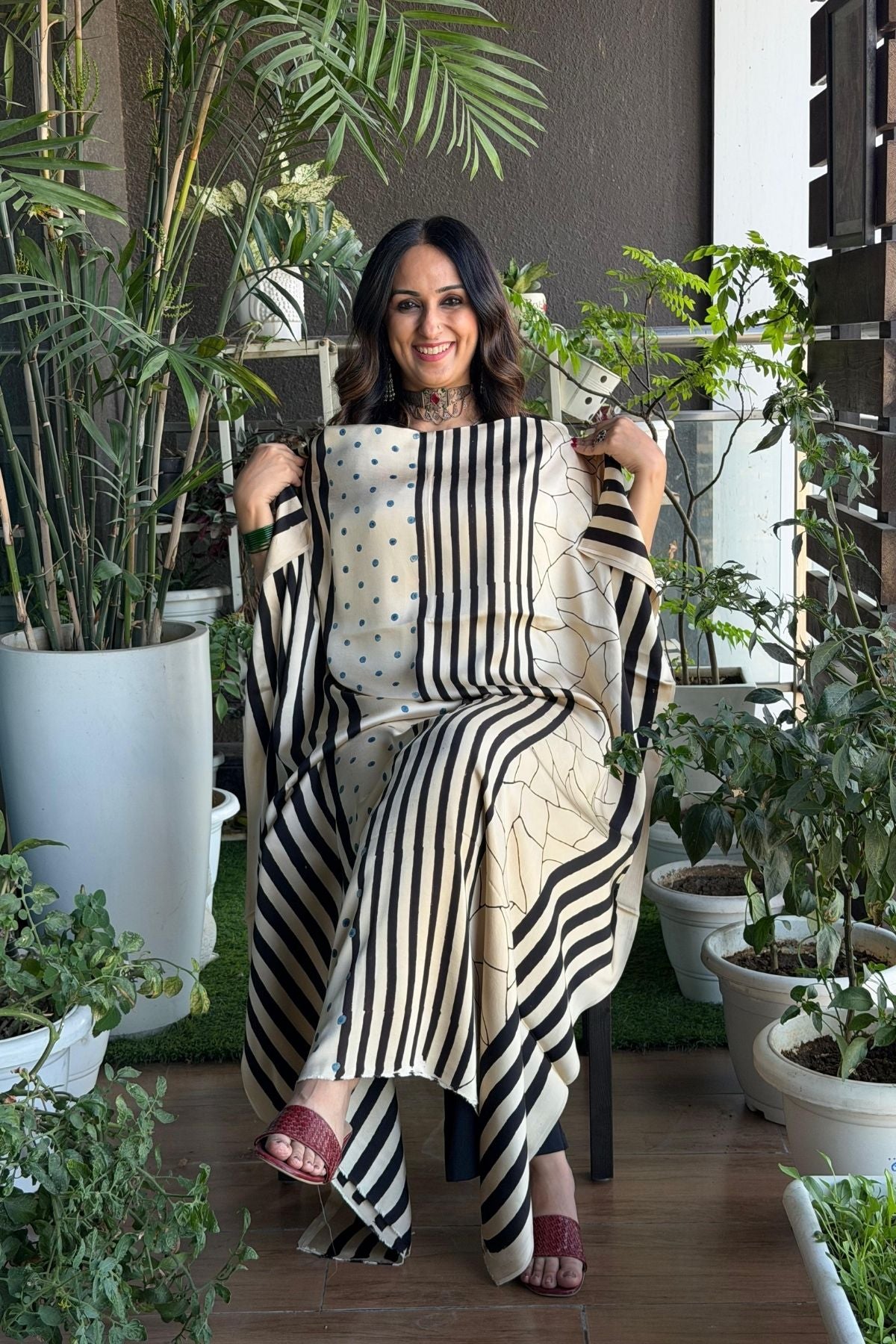 Ajrakh kurta fabric on pure modal !!