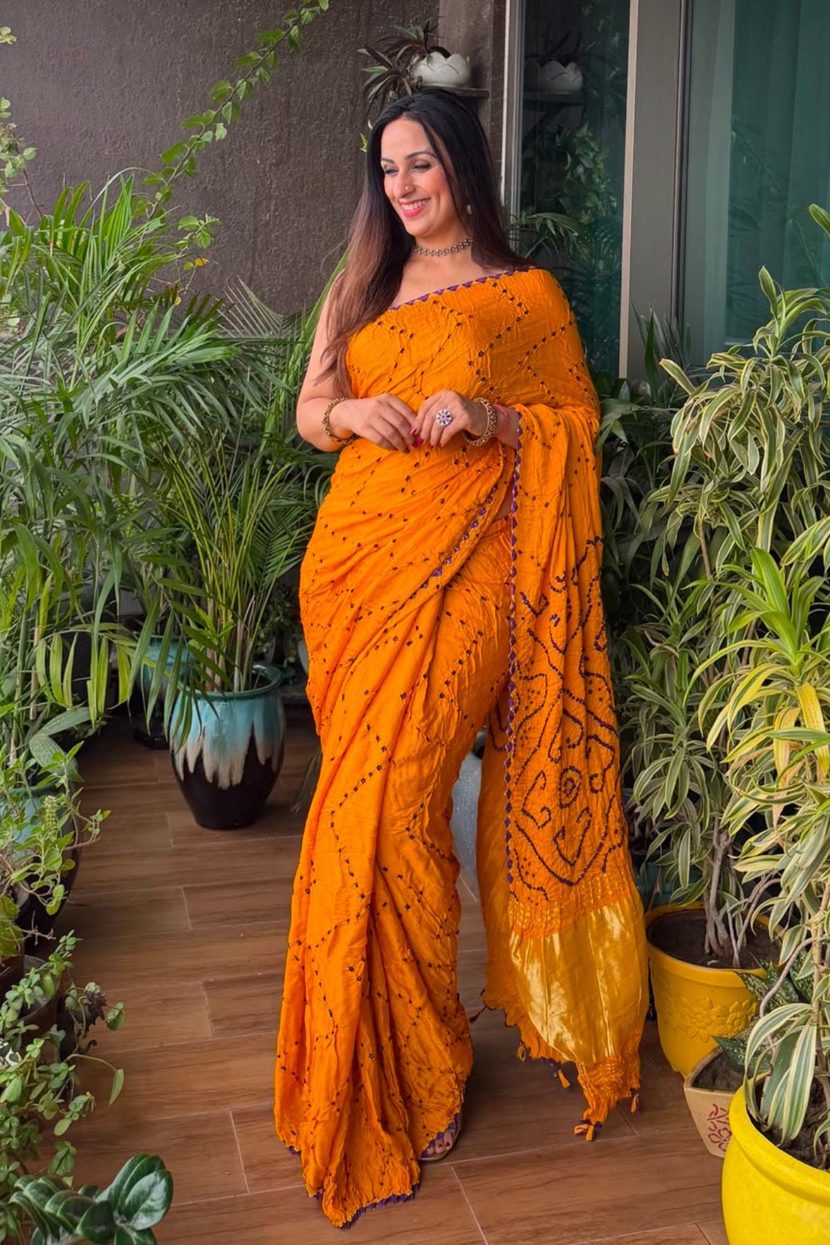 Handcrafted bandhani saree on pure modal!!!