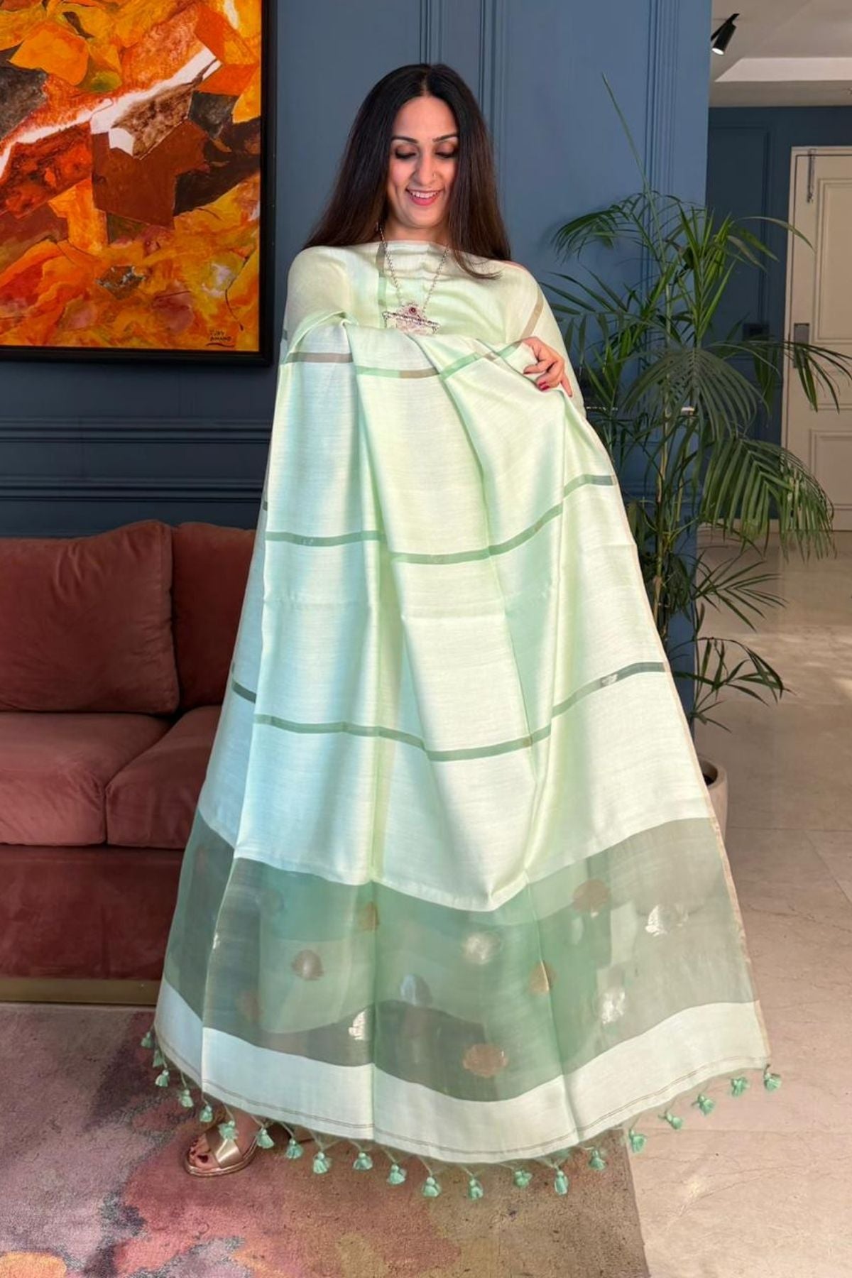 Pure Muslin Bangalore Silk kurta dupatta set with Jamdani work!!