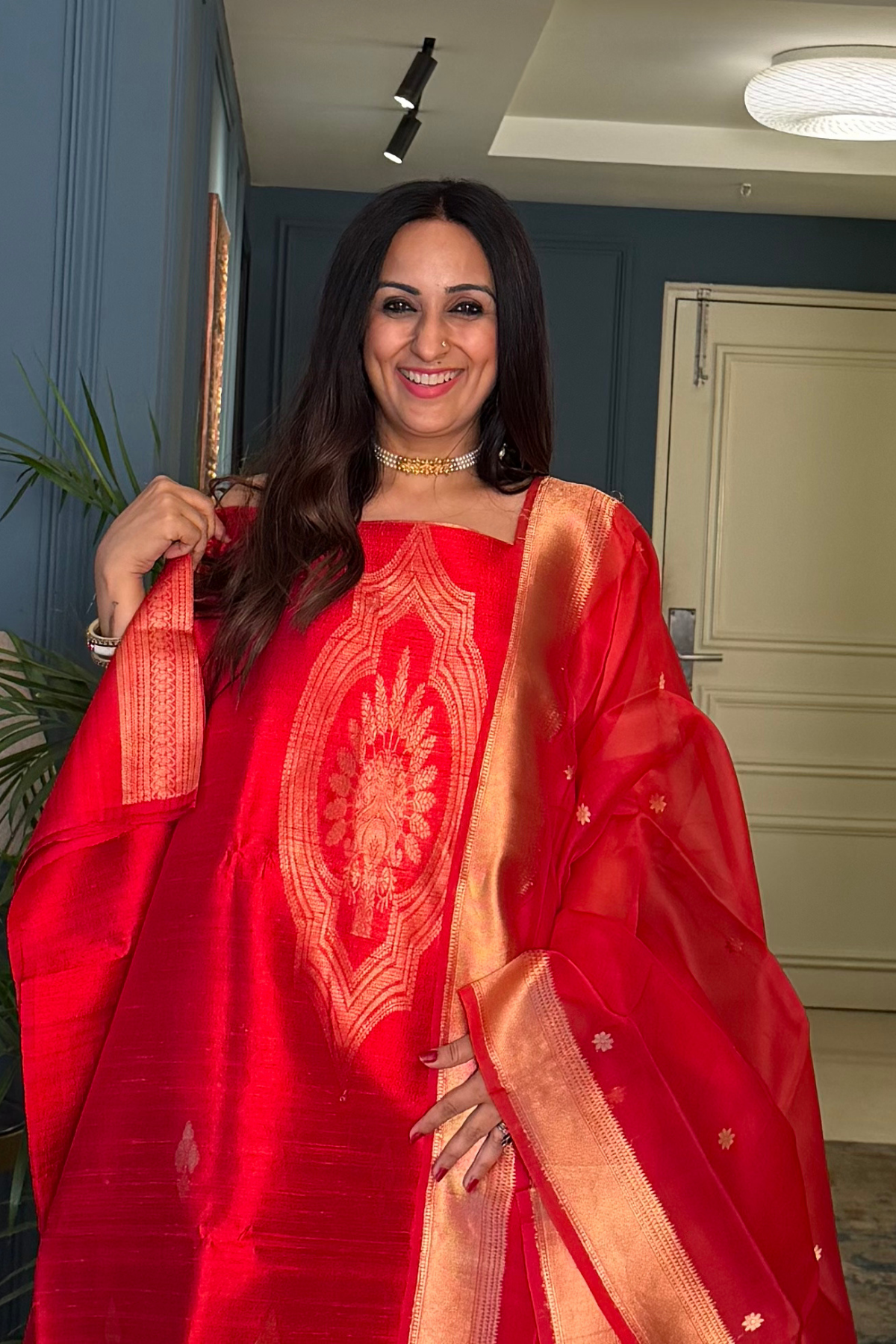 Handwoven Pure Raw silk suit sets with pure organza silk dupatta!!