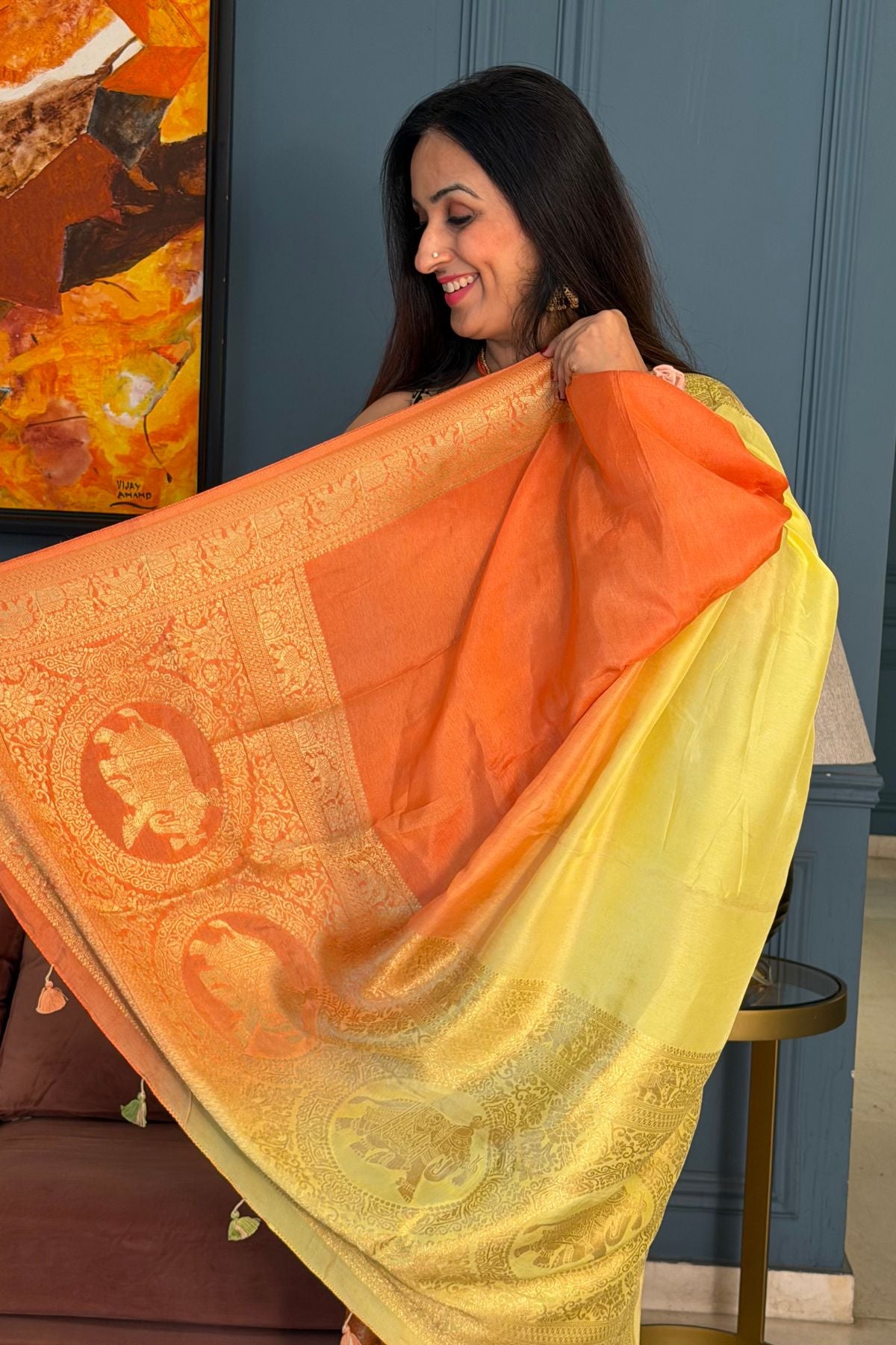 Ombré Dola silk saree with zari weave!!