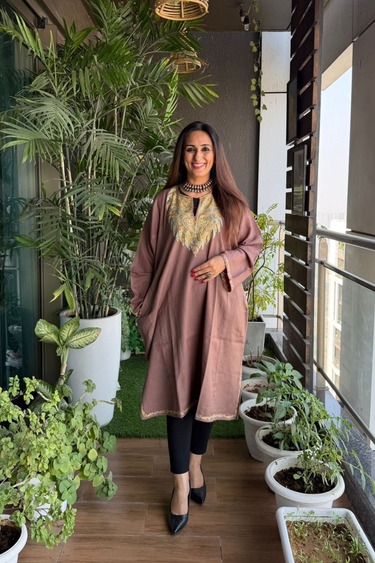 Woollen Kashmiri Phiran with Aari work