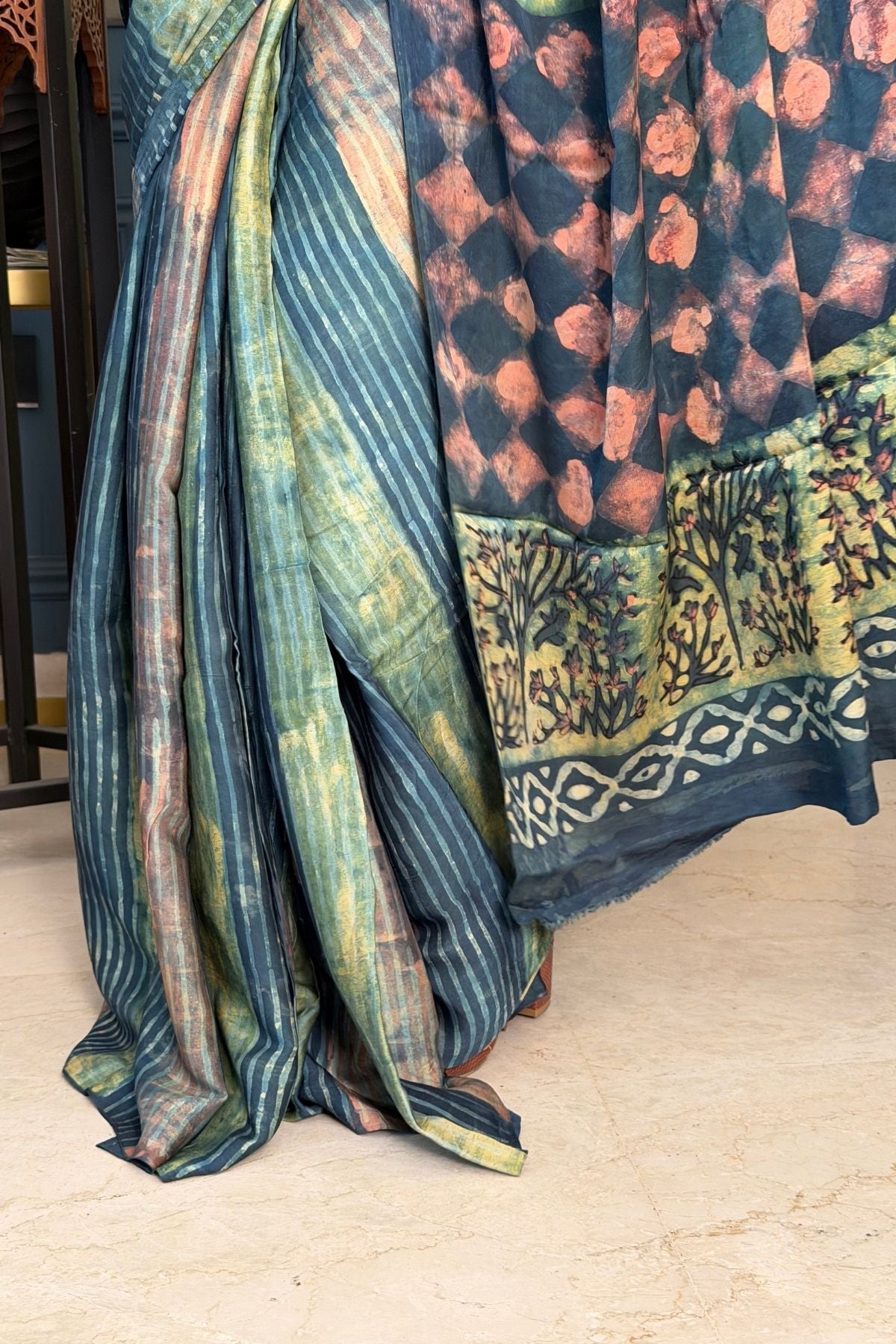 Pomegranate handcrafted pure tussar modal saree!!