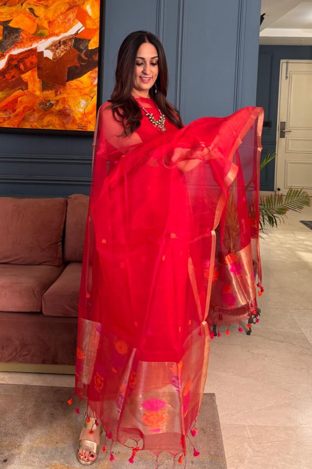 Muslin sets with Paithani inspired Jamdani work