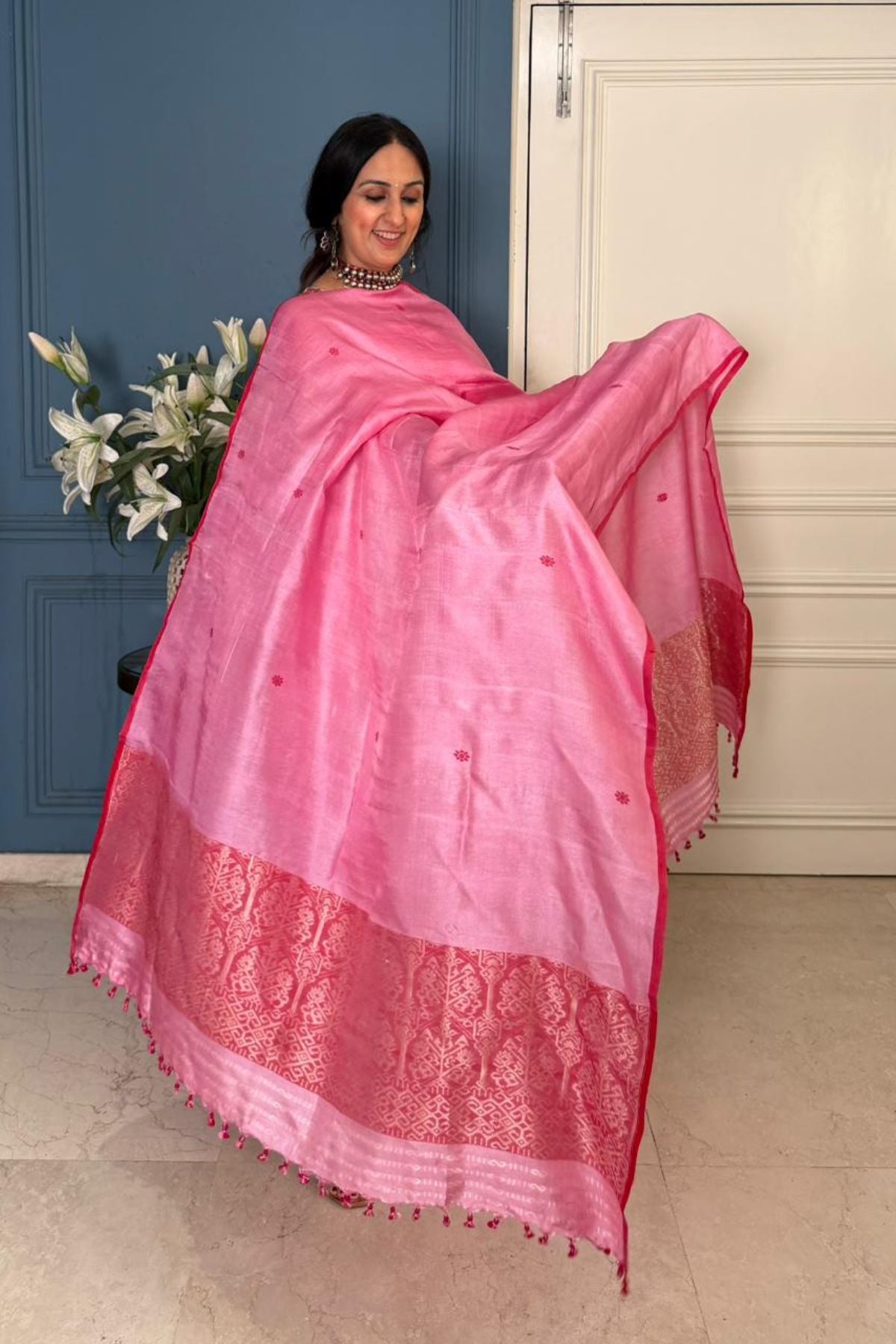 Tangail weave on Pure Tussar Silk -Kurta Dupatta set