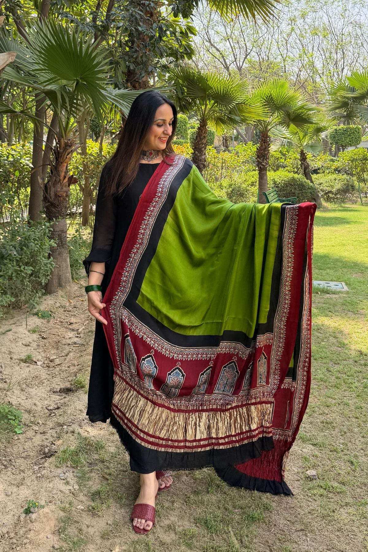 Ajrakh Dupatta on pure Modal with lagdi patta!!