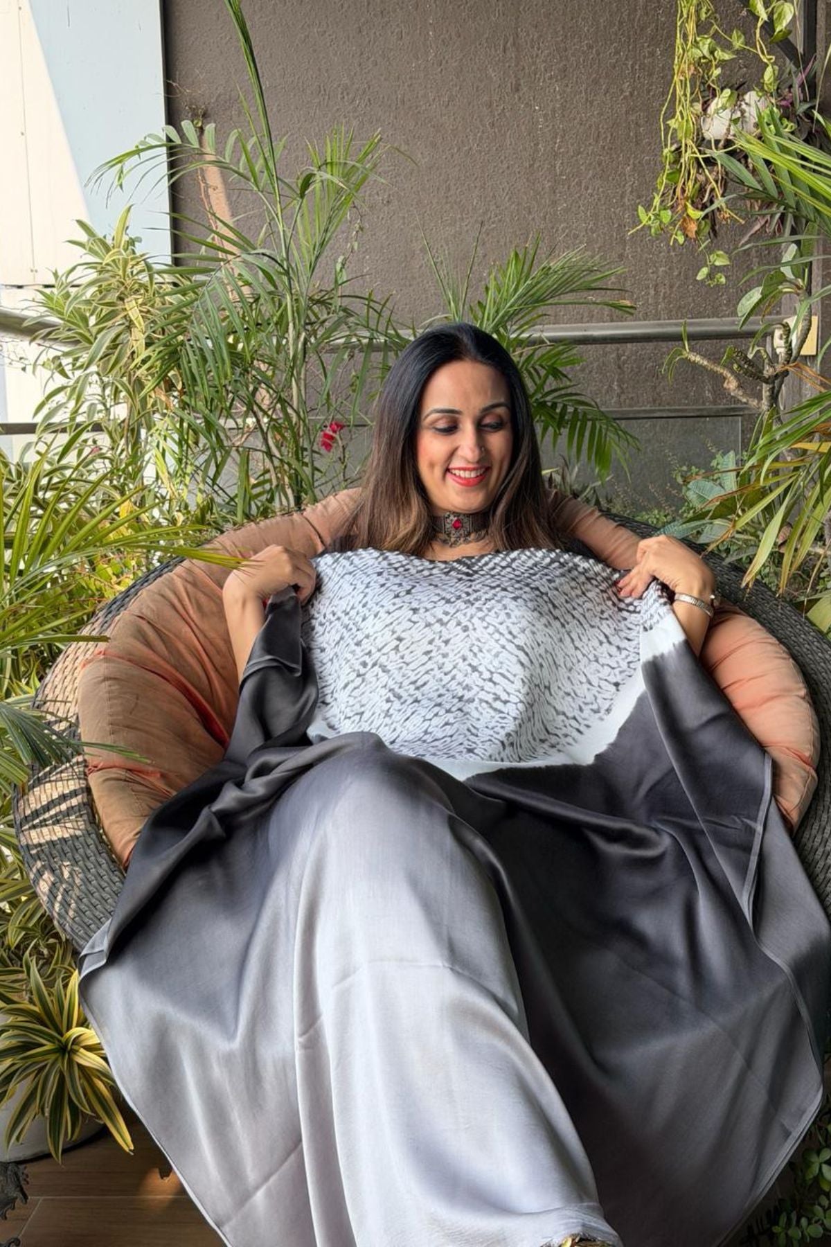 Handblocked Shibori shaded kurta on pure Modal