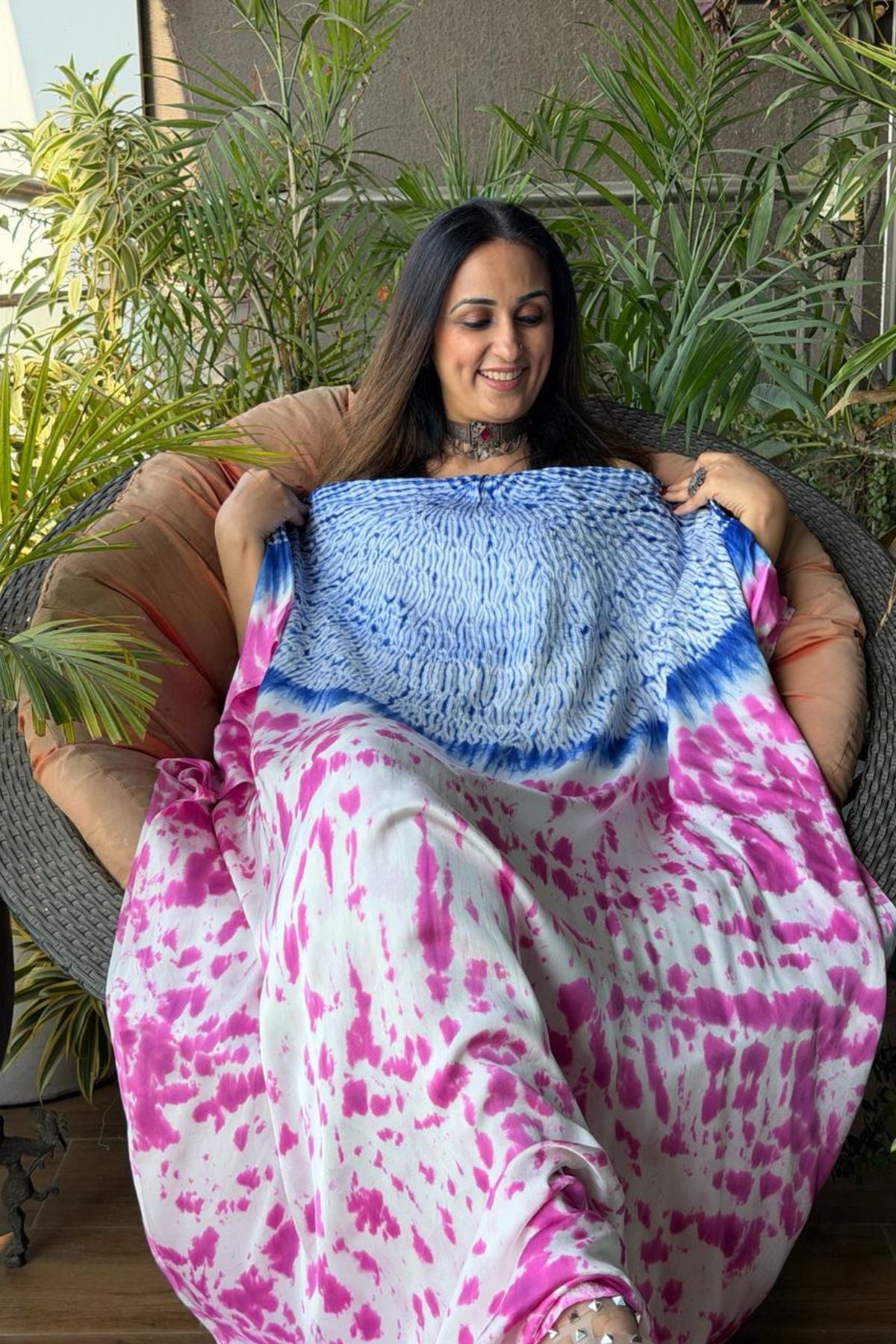 Shibori work with spray dyeing on pure modal!!