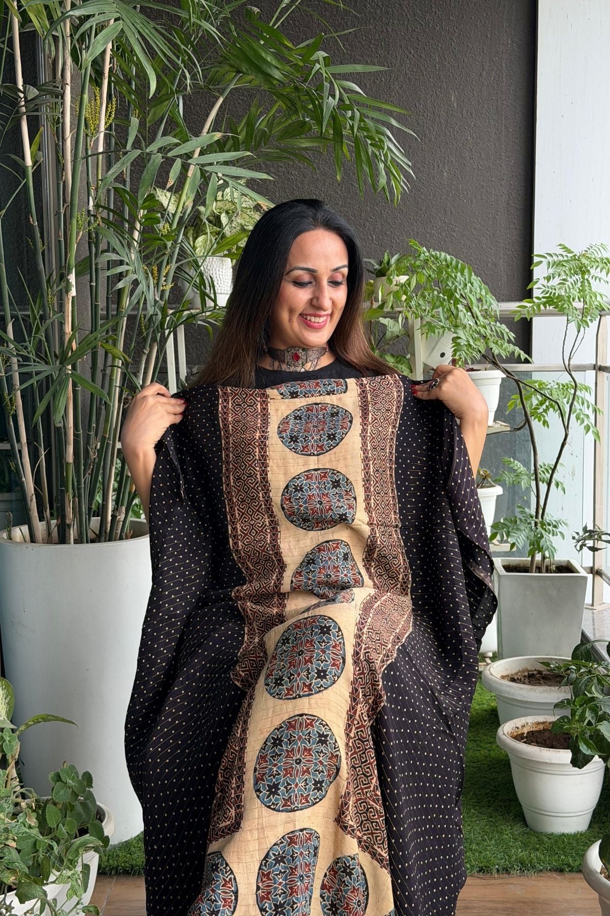 Ajrakh kurta fabric on pure modal !!