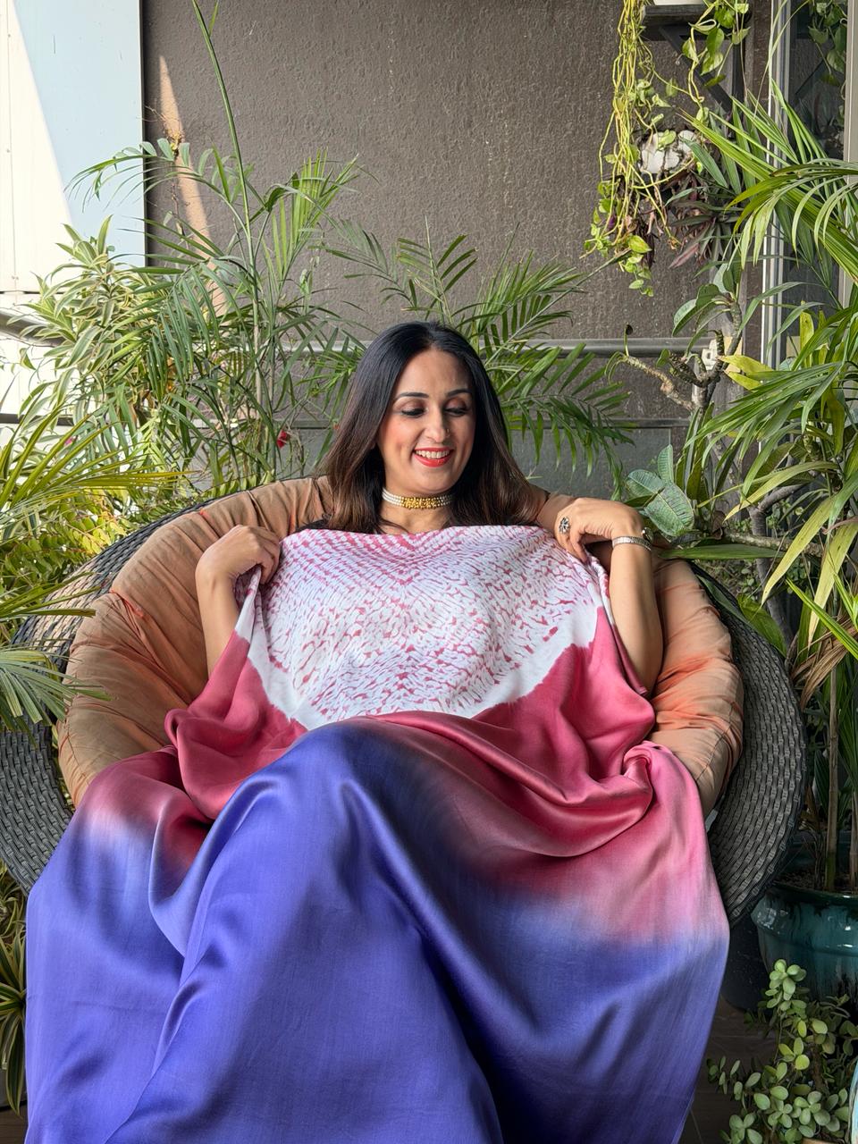 Handblocked Shibori shaded kurta on pure Modal