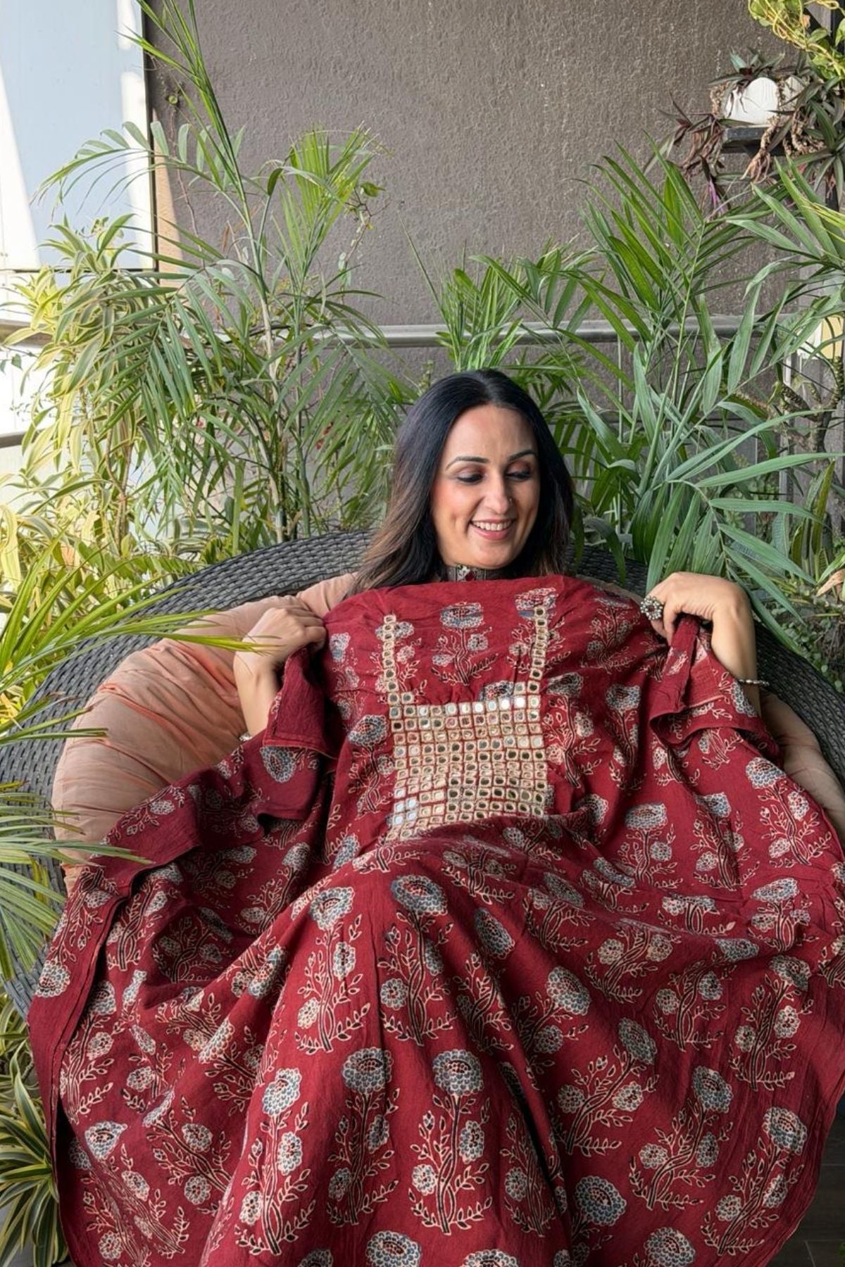 Pure Cotton Kutch mirror hand work kurta fabrics!!