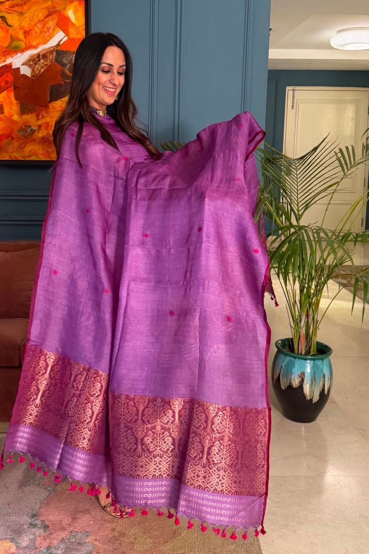 Tangail weave on Pure Tussar Silk -Kurta Dupatta set