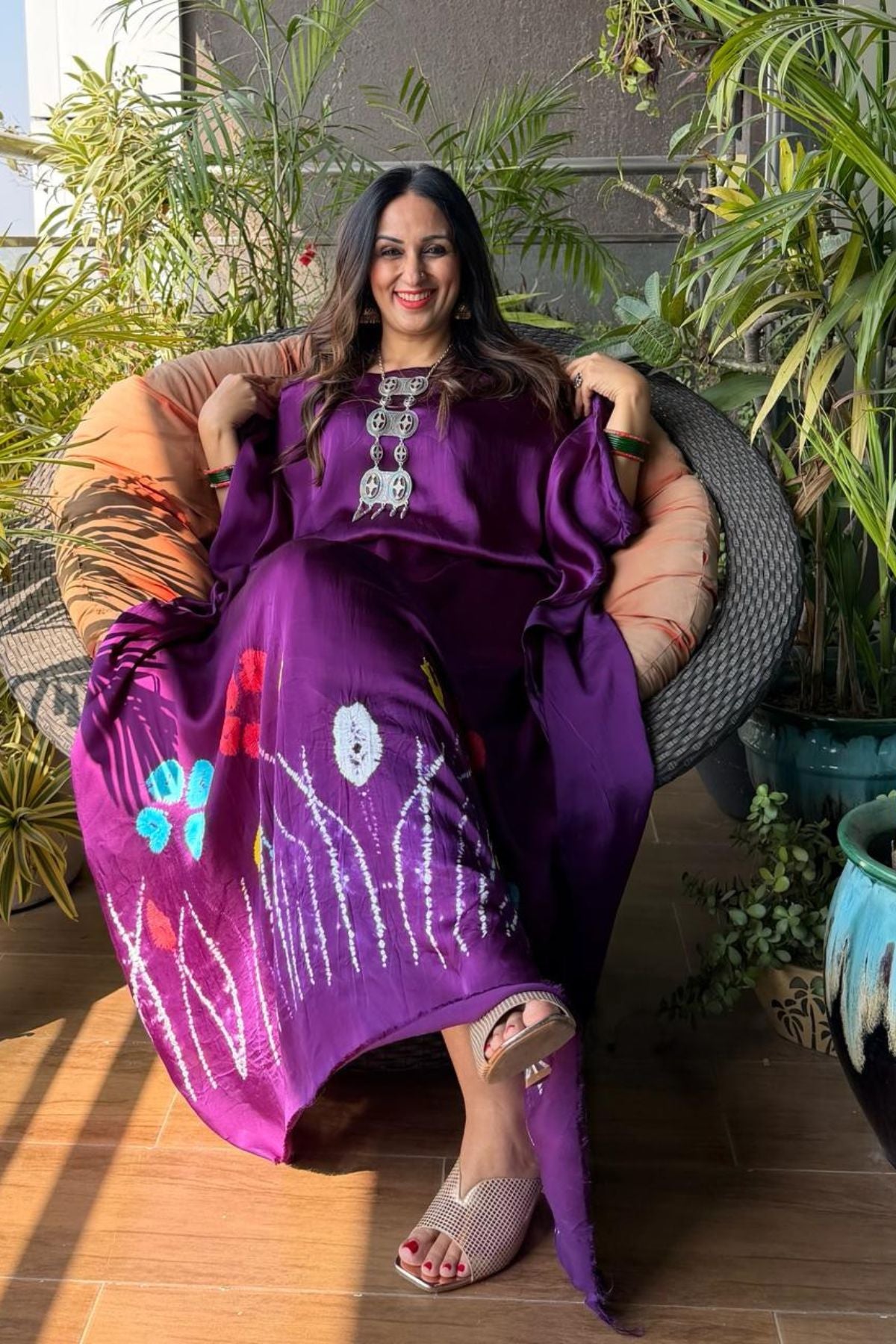 Handblocked Shibori shaded kurta on pure Modal