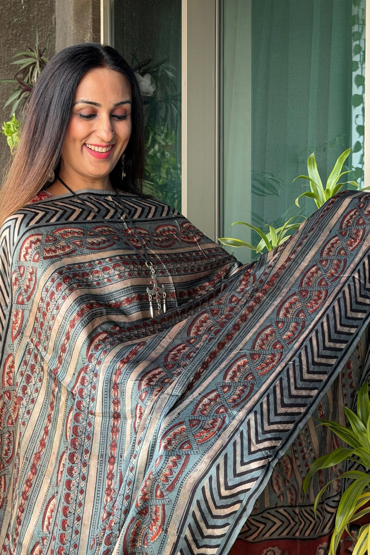 Ombré dyed modal kurta fabric with vegetable Handblock dyed dupatta!!
