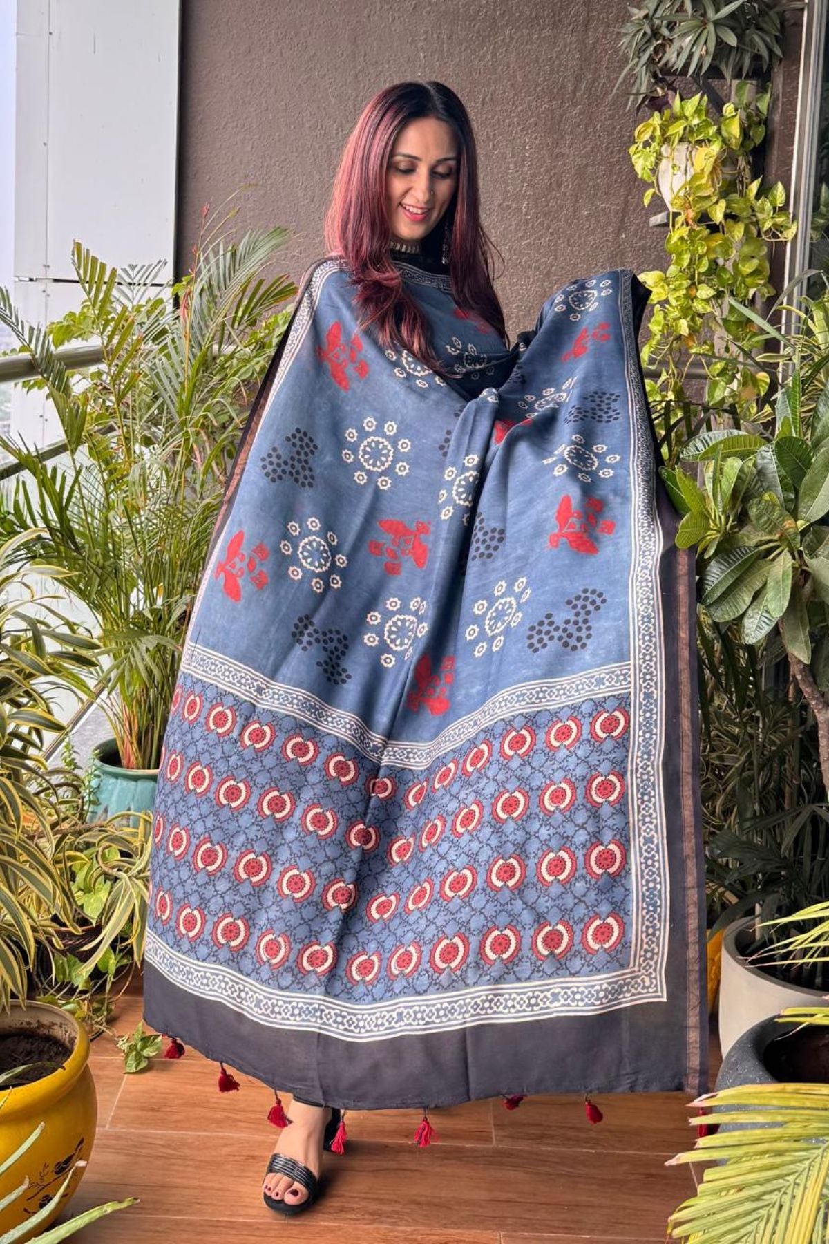 Ajrakh Pure Chanderi Silk kurta dupatta Set