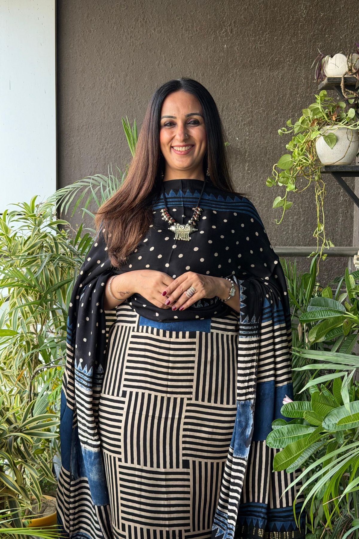 Handblocked Ajrakh full sets in modal with Lagdi patta on dupatta!!