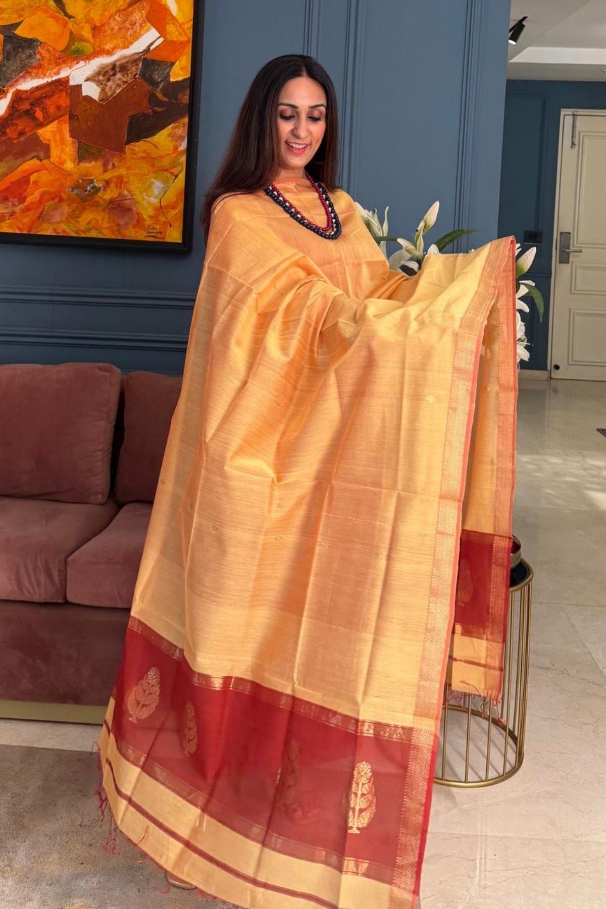 Maheshwari handloom silk by cotton kurta dupatta set