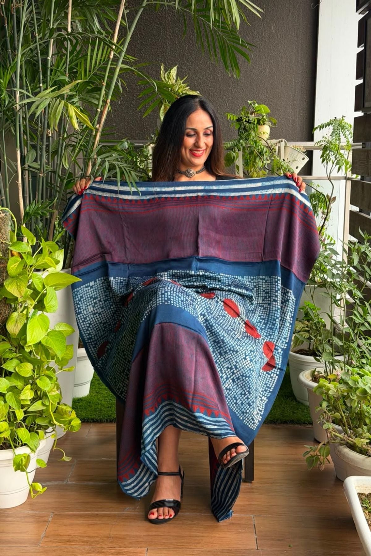 Ajrakh kurta fabric on pure modal !!