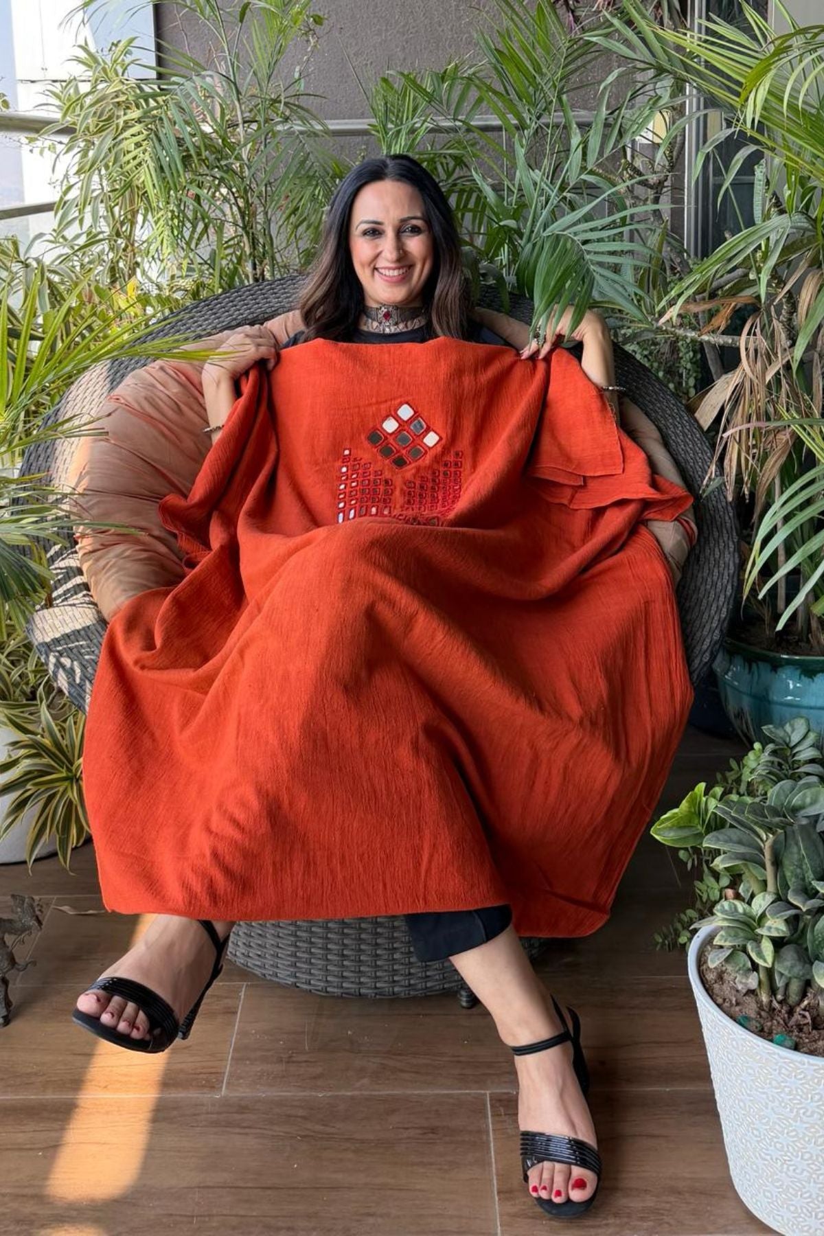 Kutch Mirror work on pure Kala cotton!!!
