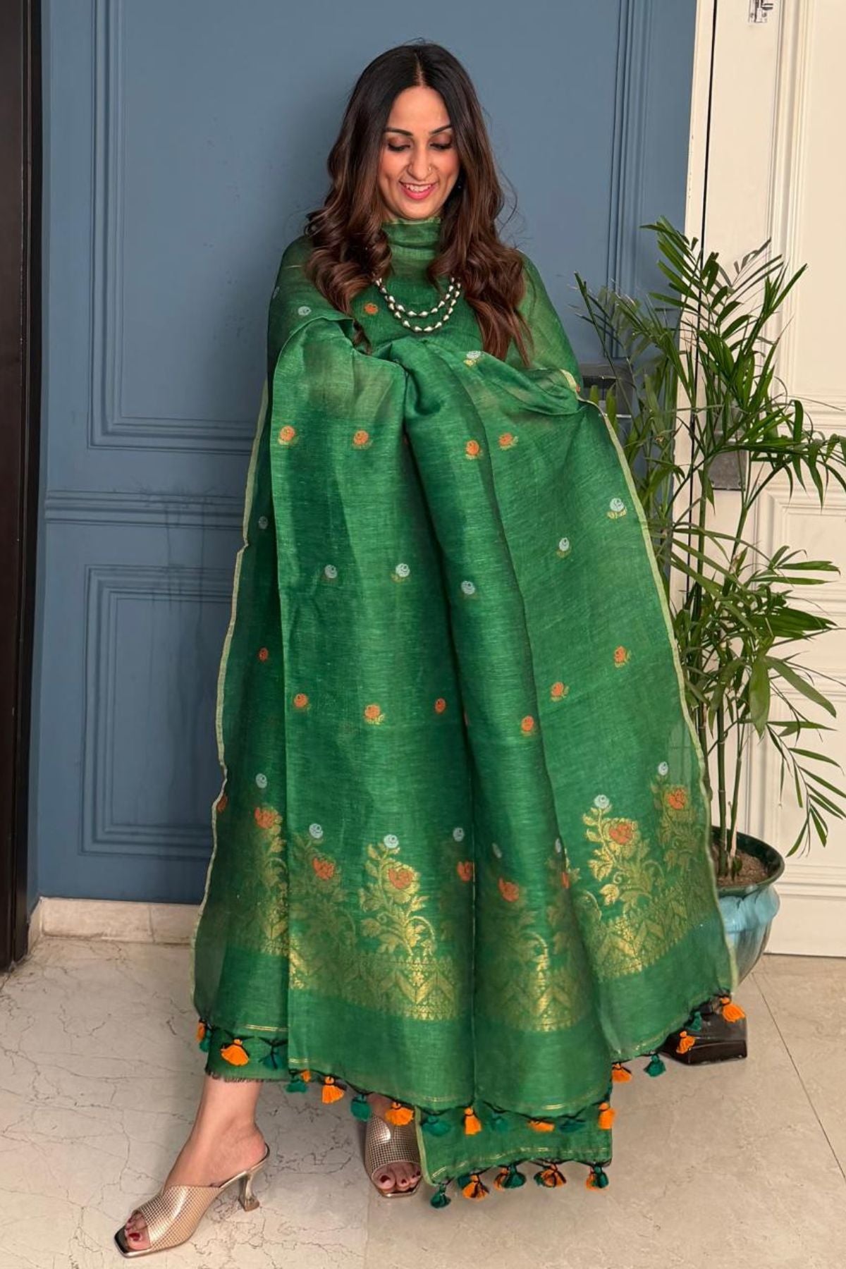 Jayshree cotton linen kurta dupatta set