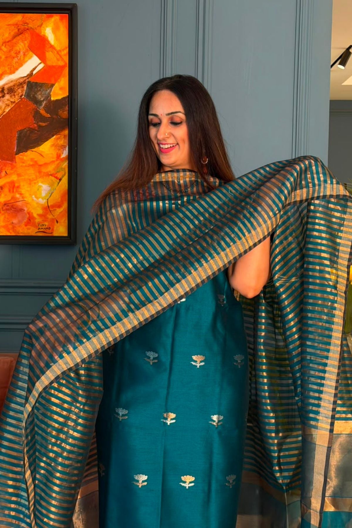 Handloom Maheshwari silk by cotton kurta dupatta sets!!