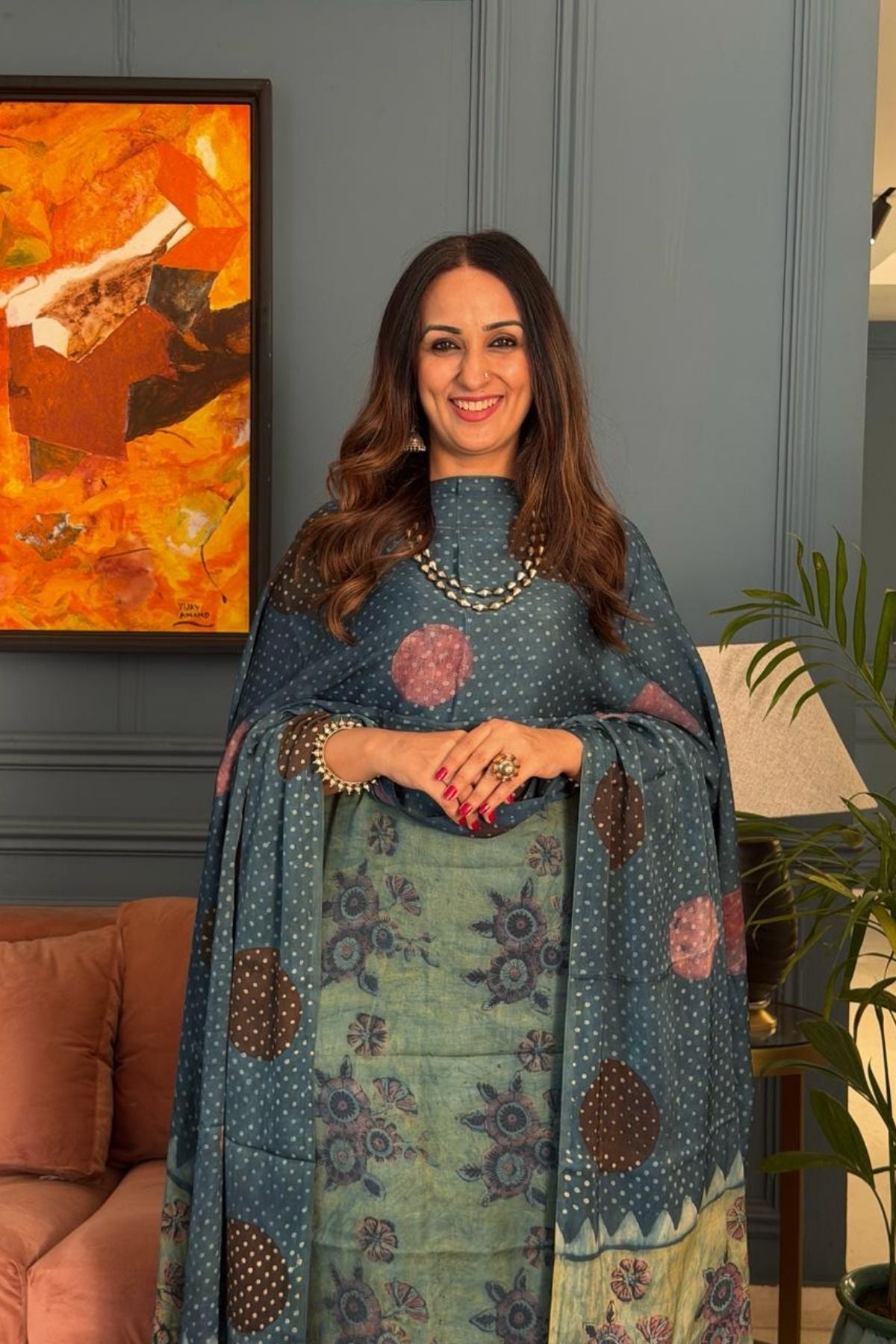 Pomegranate peel Handblock on Premium Modal fabric!!