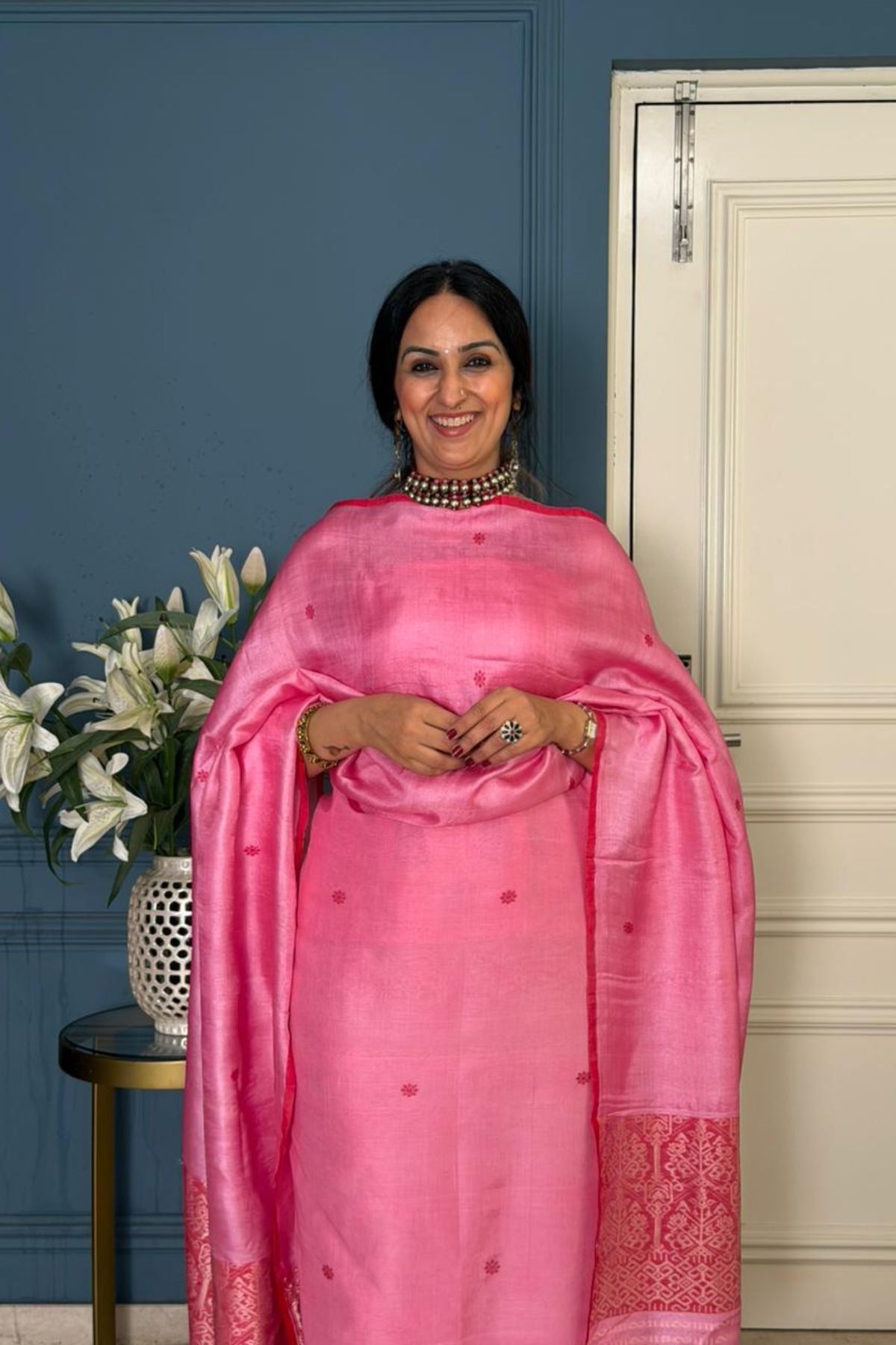Tangail weave on Pure Tussar Silk -Kurta Dupatta set