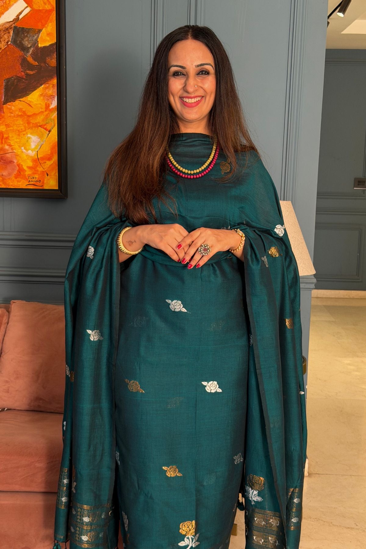 Mercerised pure cotton zari weave kurta dupatta sets with Jamdani weave !!