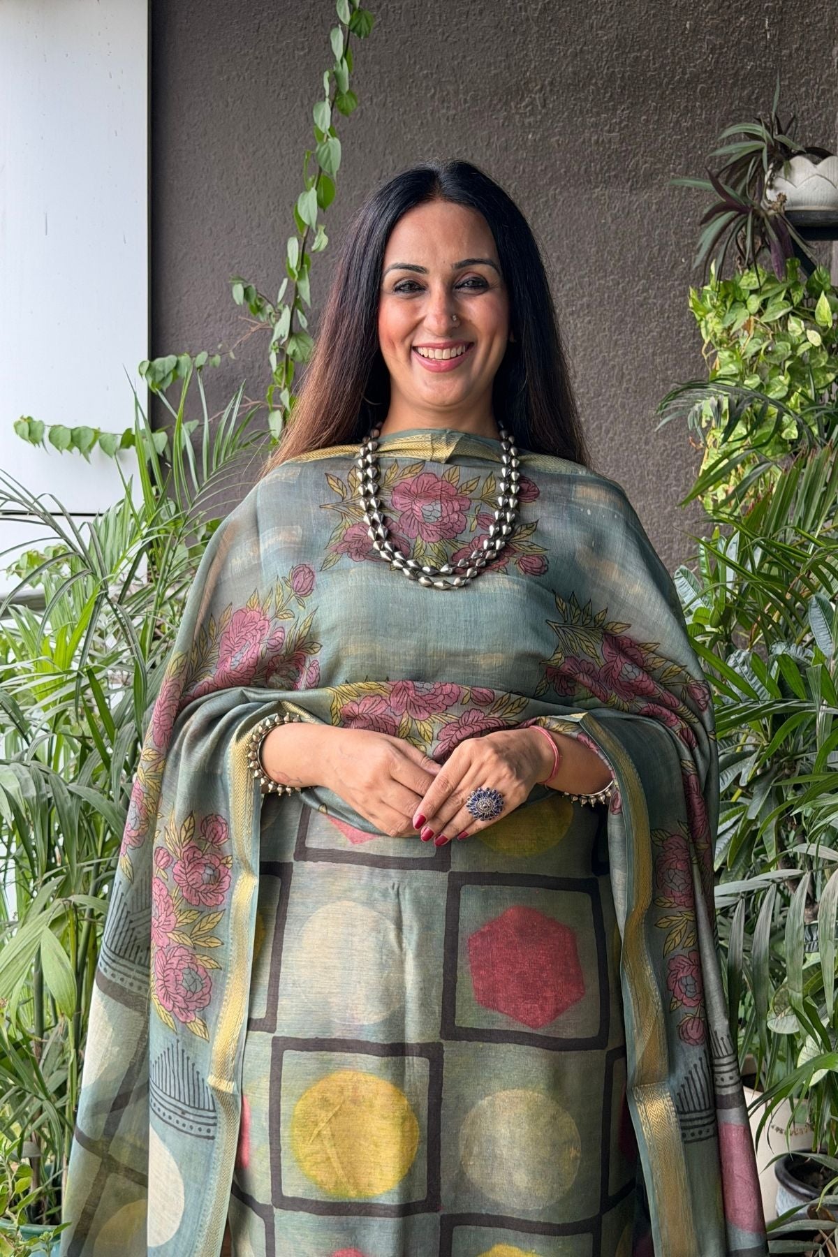 Handblocked with Pomegranate peel kurta dupatta sets in Maheshwari!!