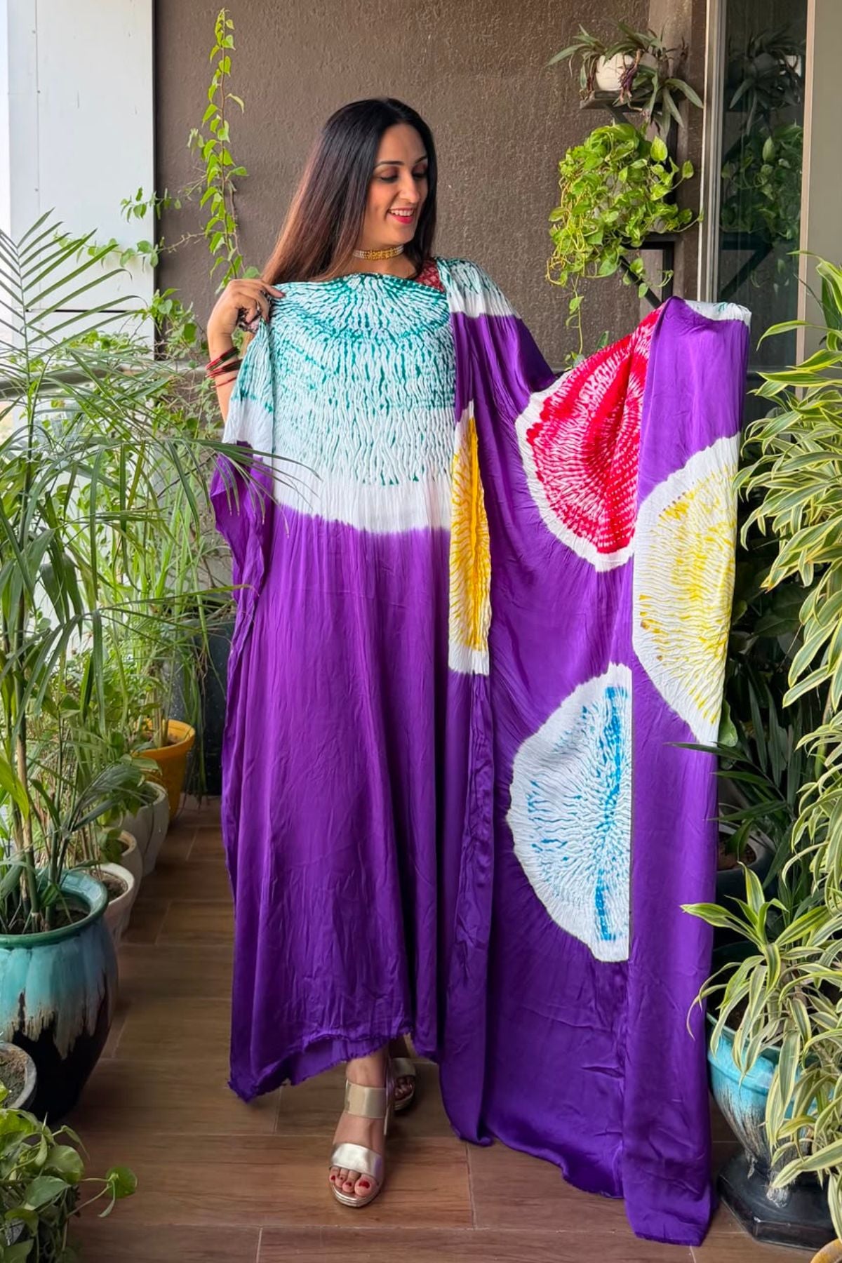 Hand Shibori on pure modal Satin-Kurta and dupatta set!!
