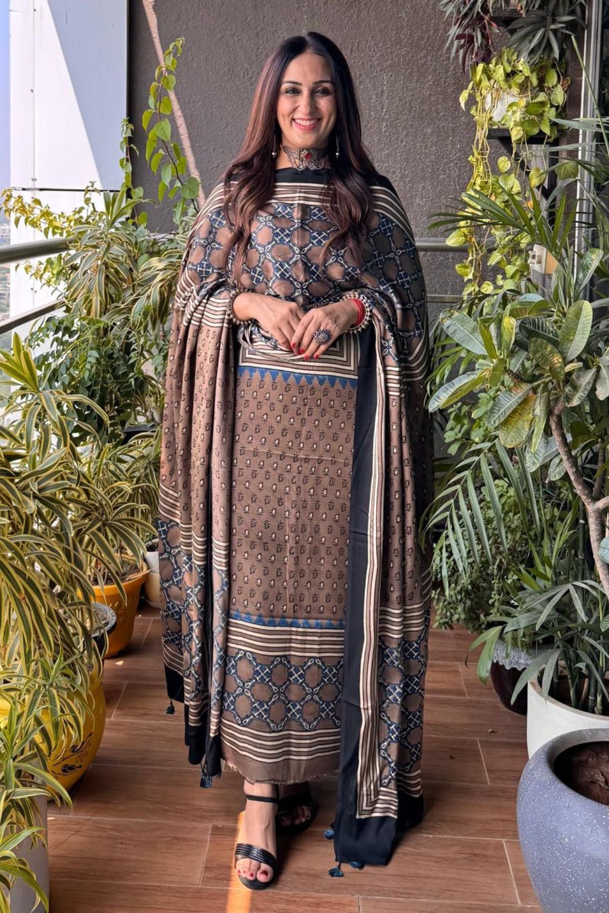 Ajrakh Modal Kurta Dupatta Set