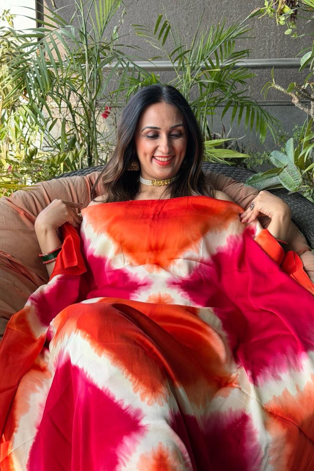 Hand Shibori kurta fabric on pure modal satin!!