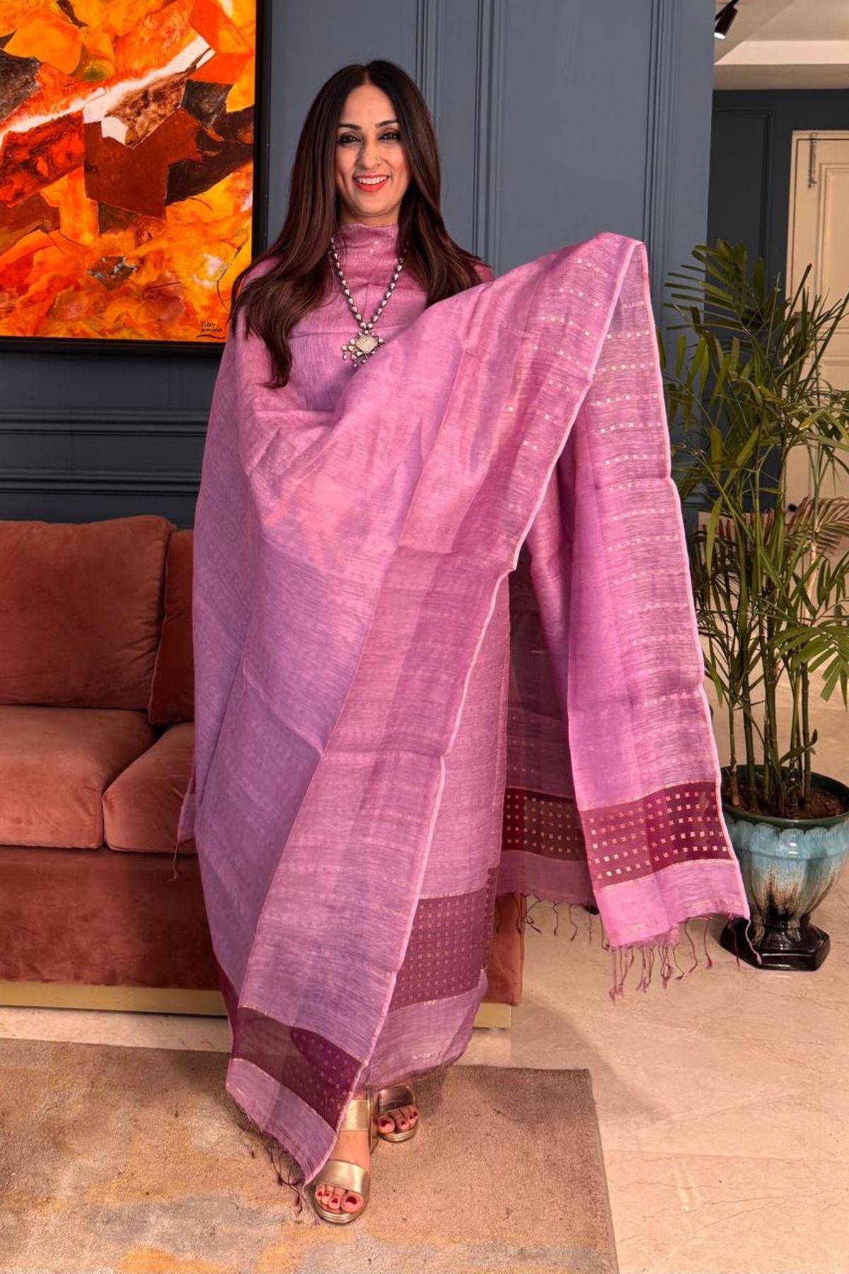 Pure Silk Linen kurta dupatta sets