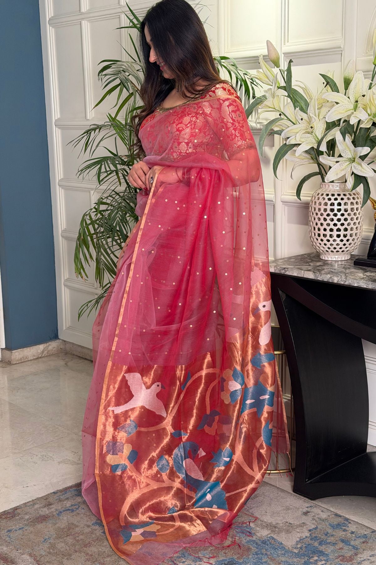 Handcrafted Muslin Jamdani Saree!!