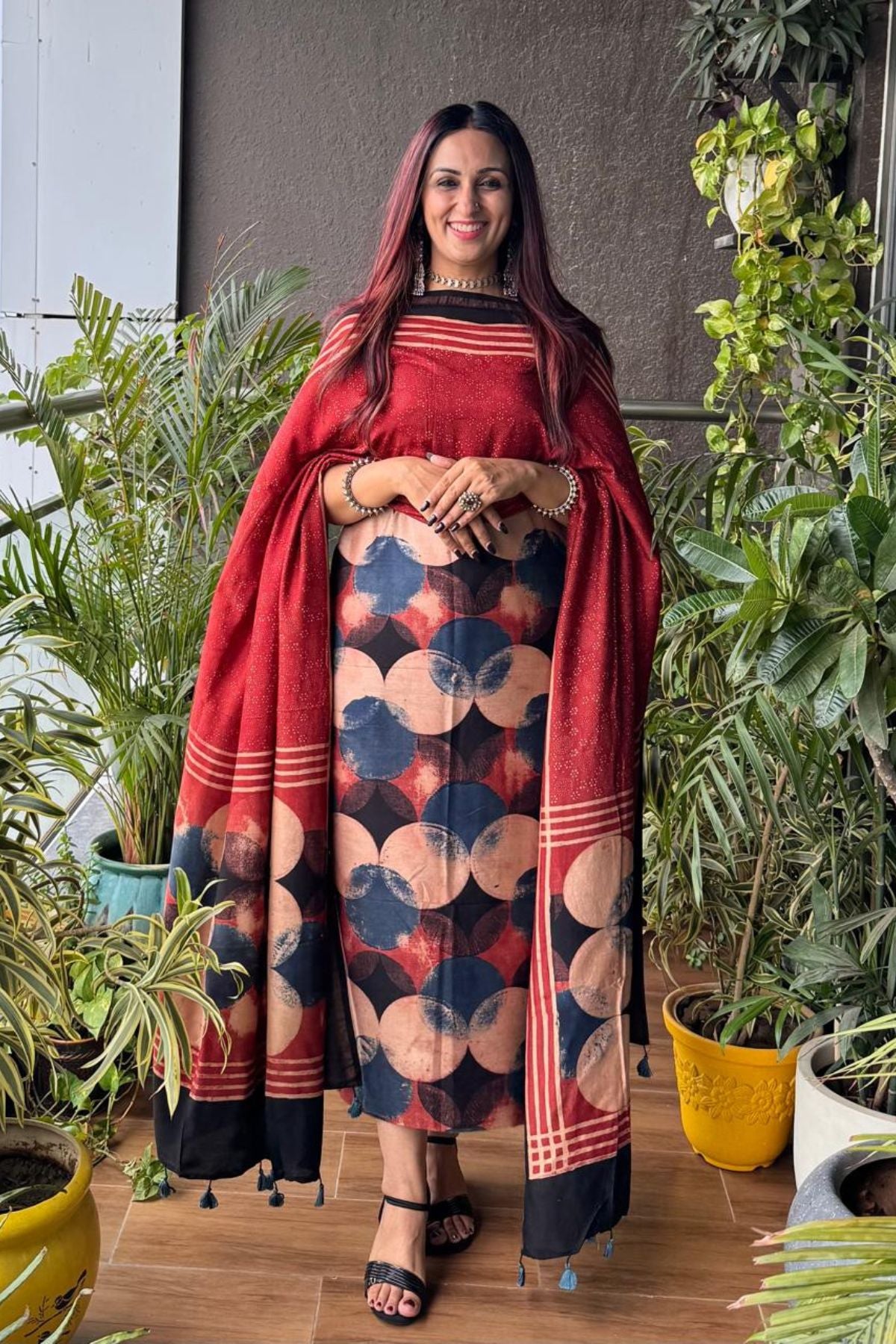 Ajrakh Pure Chanderi Silk kurta dupatta Set